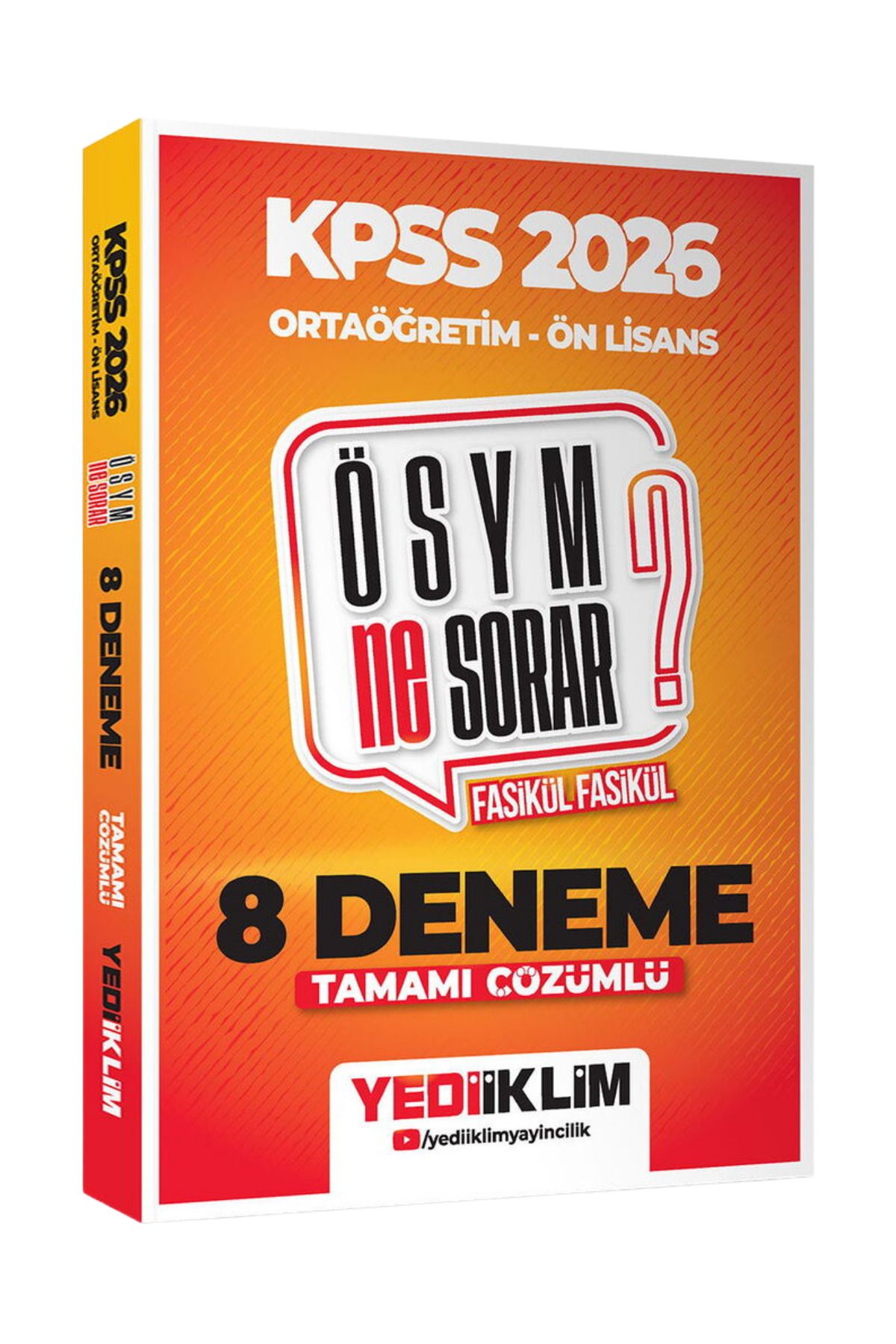 Yediiklim Yayınları 2026 KPSS Ortaöğretim-Ön Lisans ÖSYM NE SORAR Tamamı Çözümlü Fasikül 8 Deneme-YEP YENİ