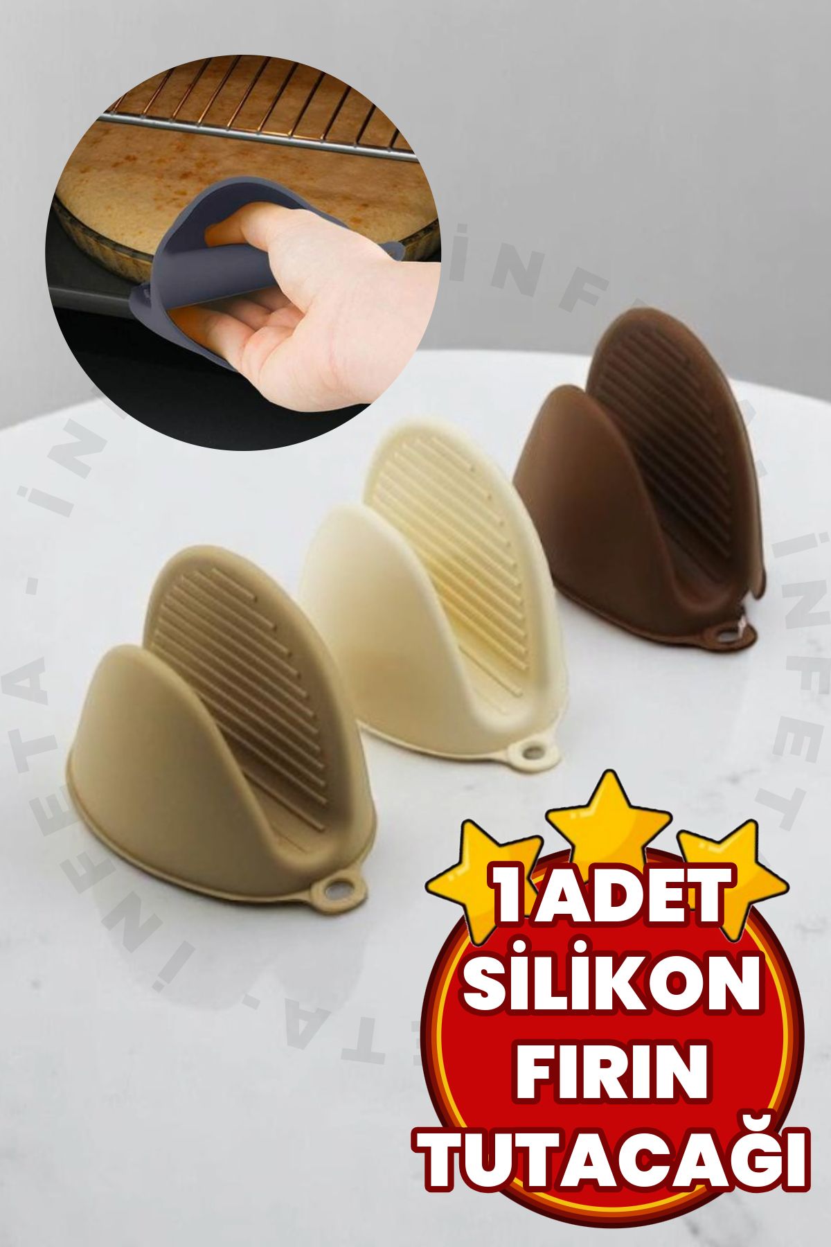 İnfeta 1 Adet Silikon Fırın Eldiveni Tutucu Isı Yalıtımlı Mikrodalga Fırın Tencere Tepsi Tutmacı