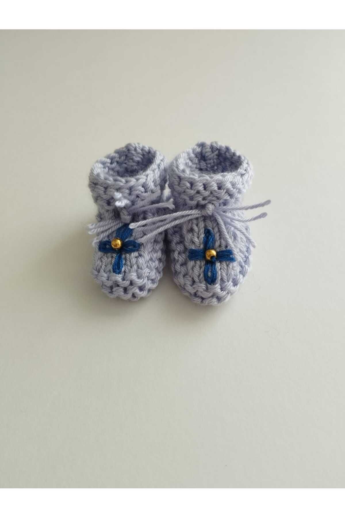 GiftlandCollection GiftLand Gri El Örgüsü Minyatür Patik Magnet, Baby Shower