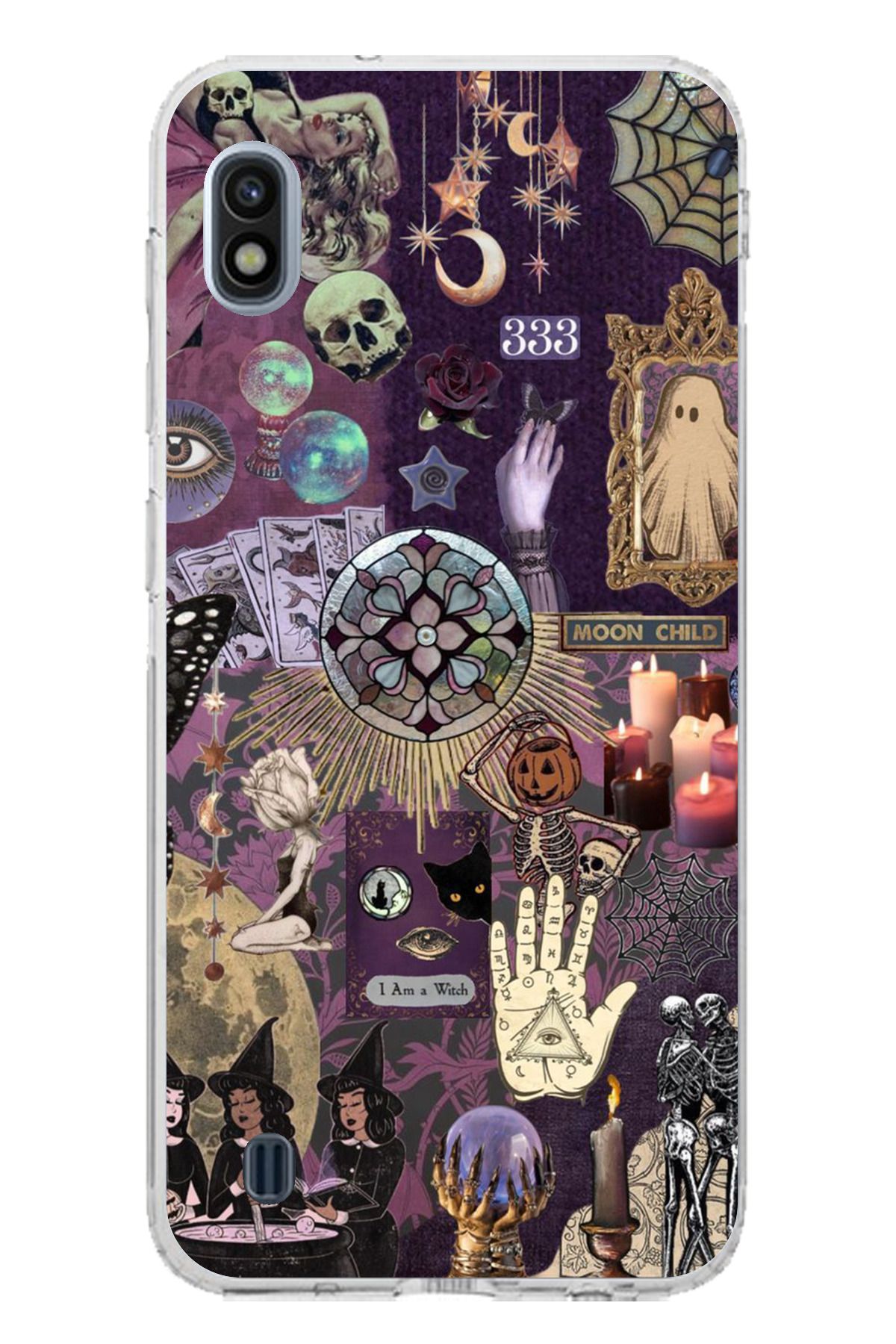 TechTree Samsung Galaxy A10 Uyumlu Hallowen Cadılar Astroloji Şeffaf Silikon Kılıf