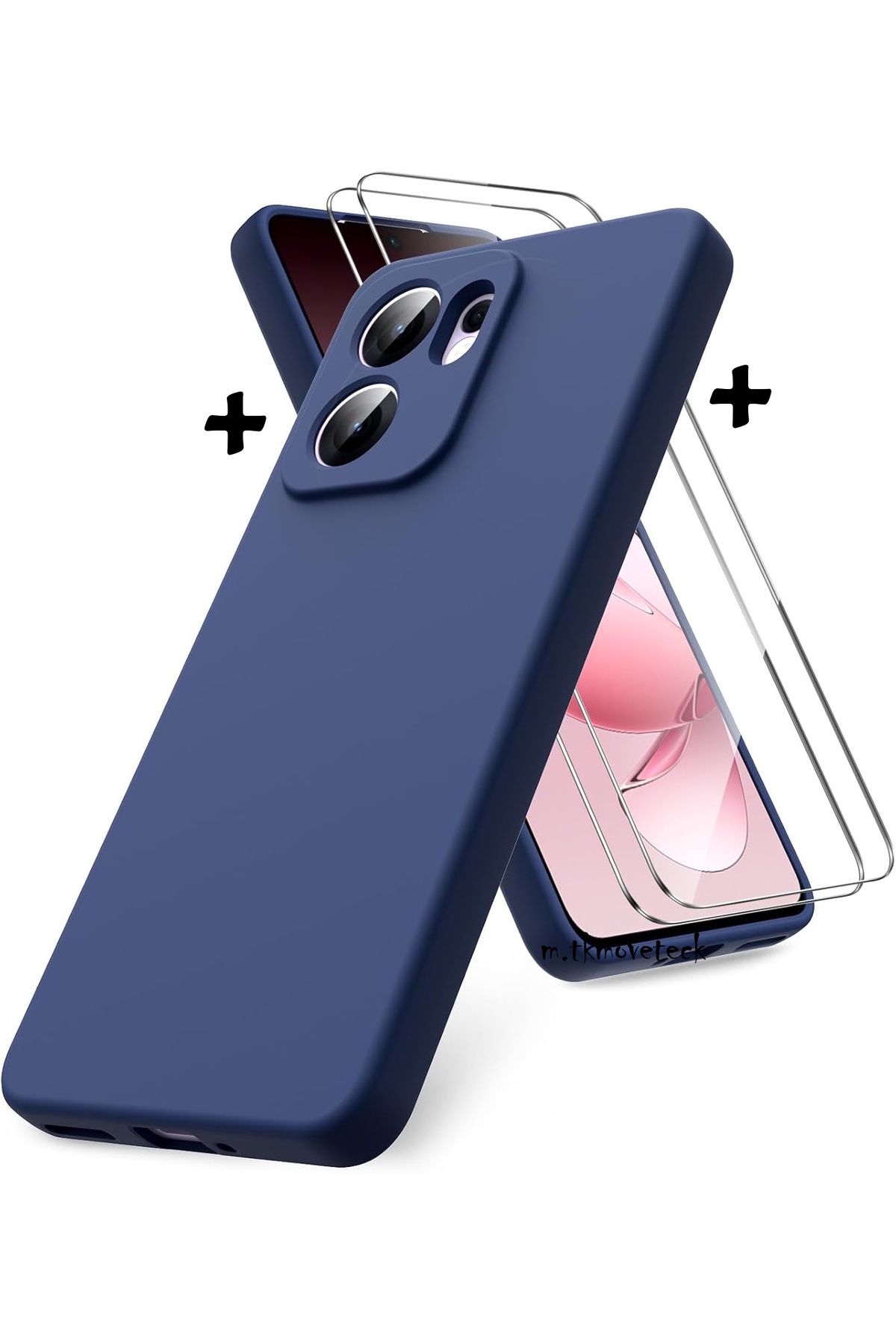 m.tk moveteck Oppo Reno 13F Kılıf Kamera Korumalı Yumuşak Renkli Mat Silikon + 9H Ekran Koruyucu Cam 2in1 Set 13FS