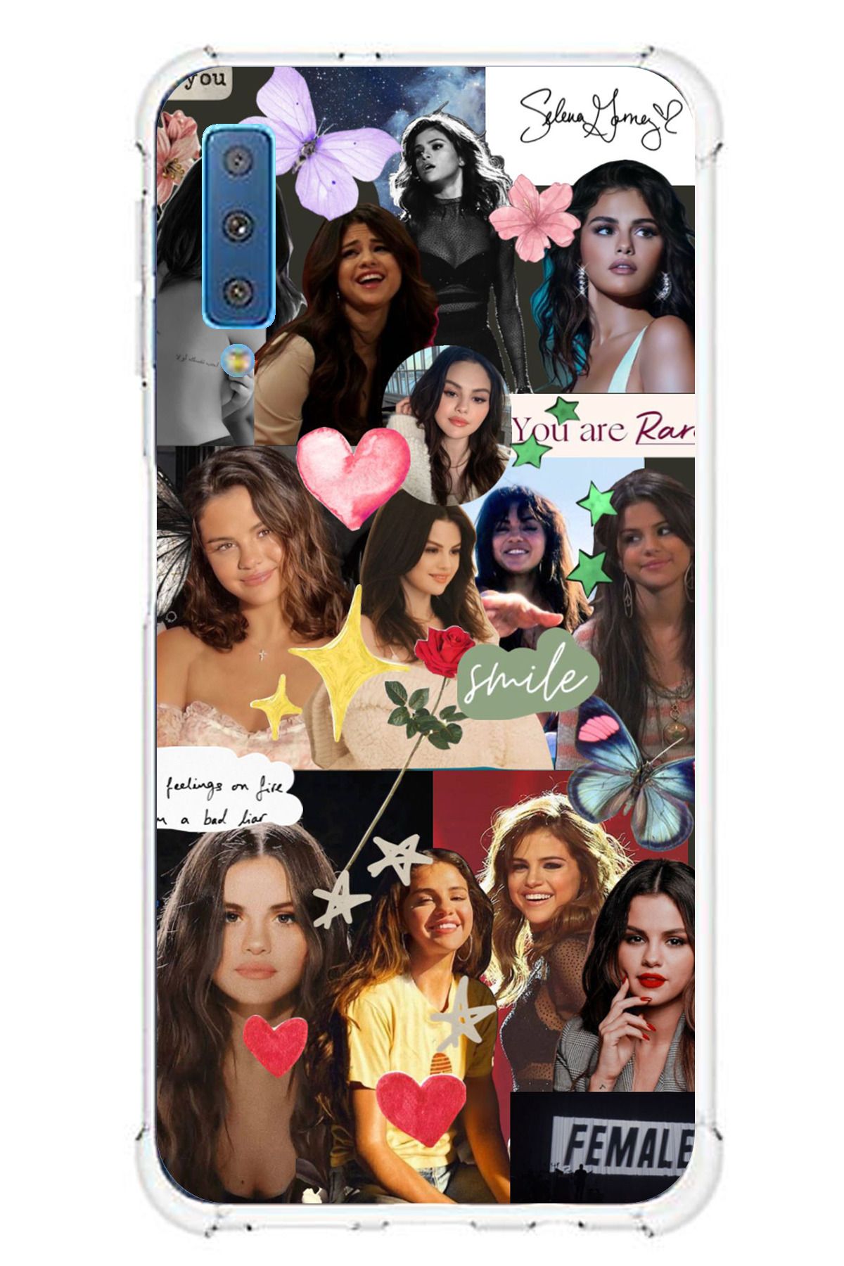 TechTree Samsung Galaxy A7 2018 Uyumlu Selena Gomez Şeffaf Silikon Kılıf