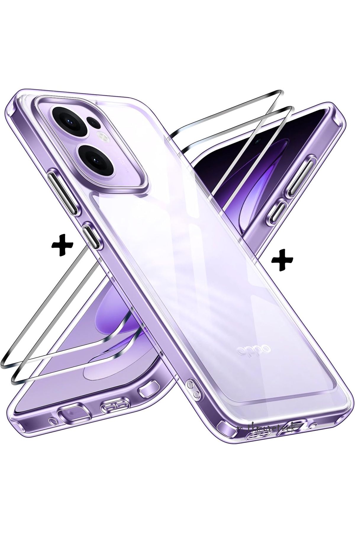 m.tk moveteck Oppo Reno 13F Kılıf Kamera Çıkıntı Korumalı Yumuşak Şeffaf Silikon +Ekran Koruyucu Cam Set