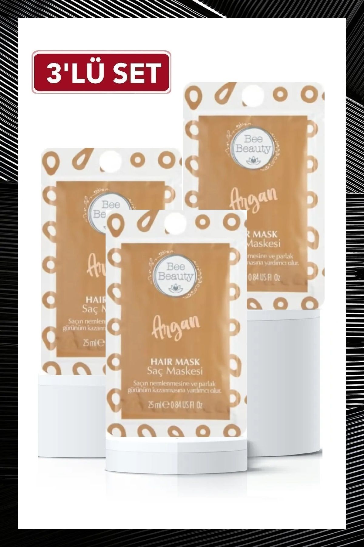 Bee Beauty Argan Yağlı Saç Maskesi 3 Adet Avantajlı Set