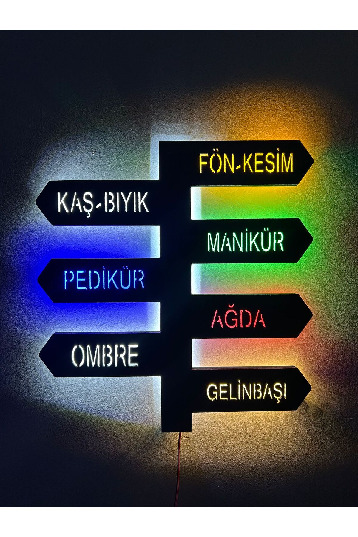 Adrift Kadın Kuaför Ledli Tablo 5mm, Duvar Dekor Ahşap, Neon Işık,duvar Süsü