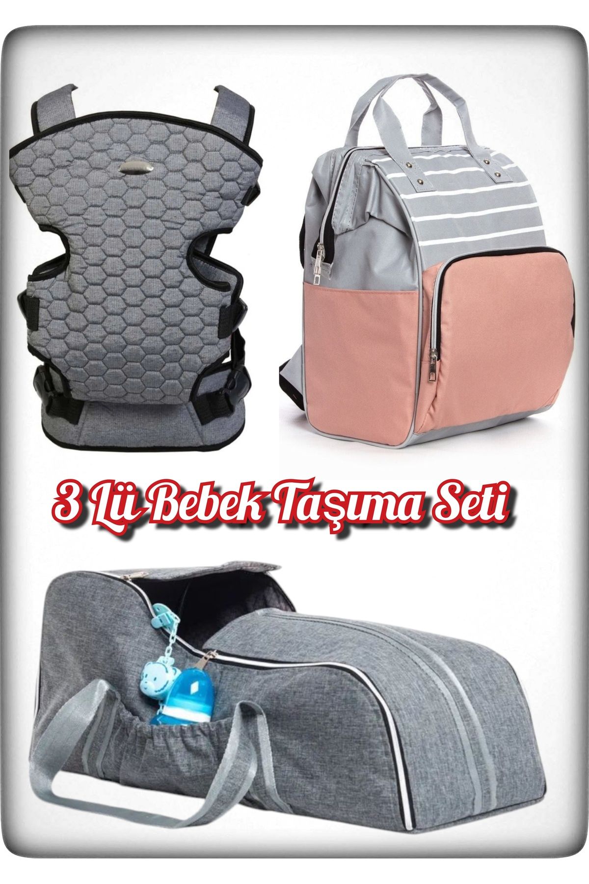 Avşar Baby 3 Lü Bebek Taşıma Seti En İyi Anne Bebek Çantası Portbebe ve Kanguru Modelleri