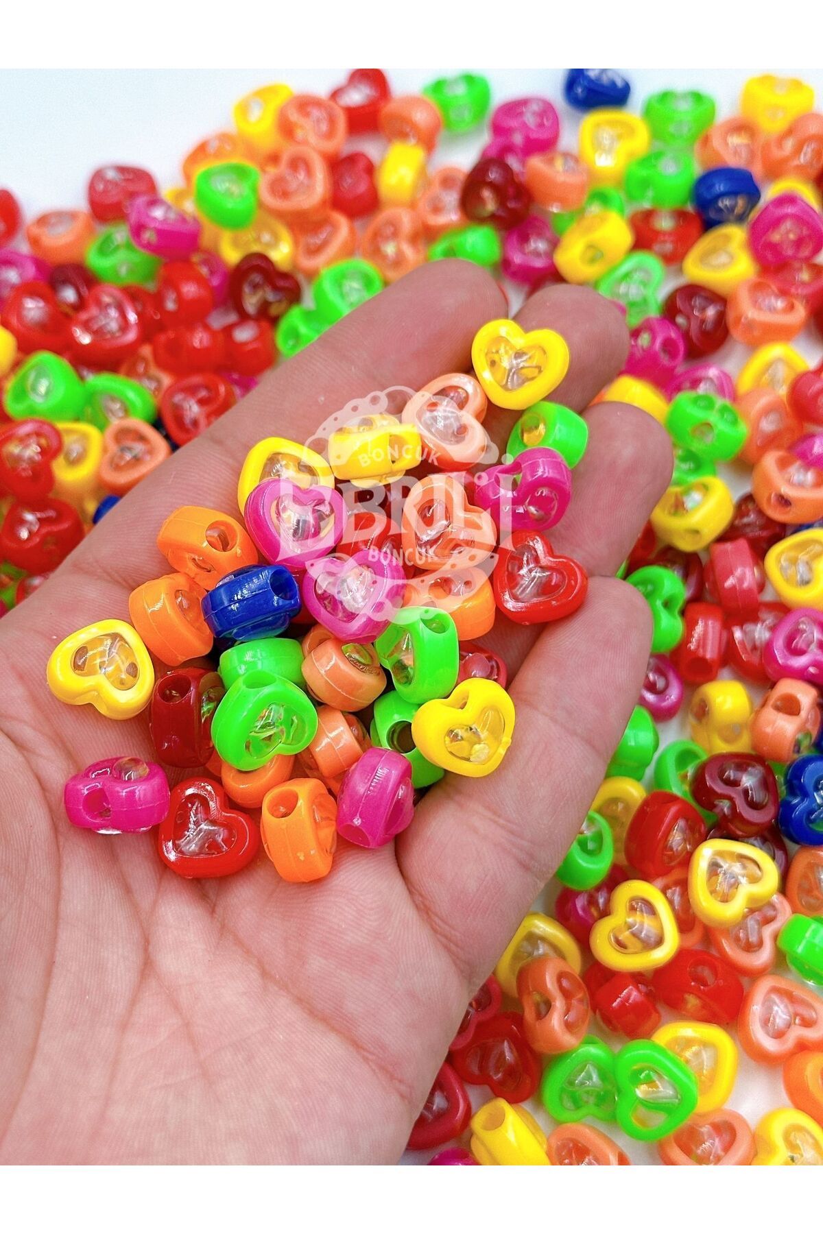 E.B EBRULİ BONCUK 12 mm Renkli Kalp Boncuk Takı Yapımı Bead (25 Adet)