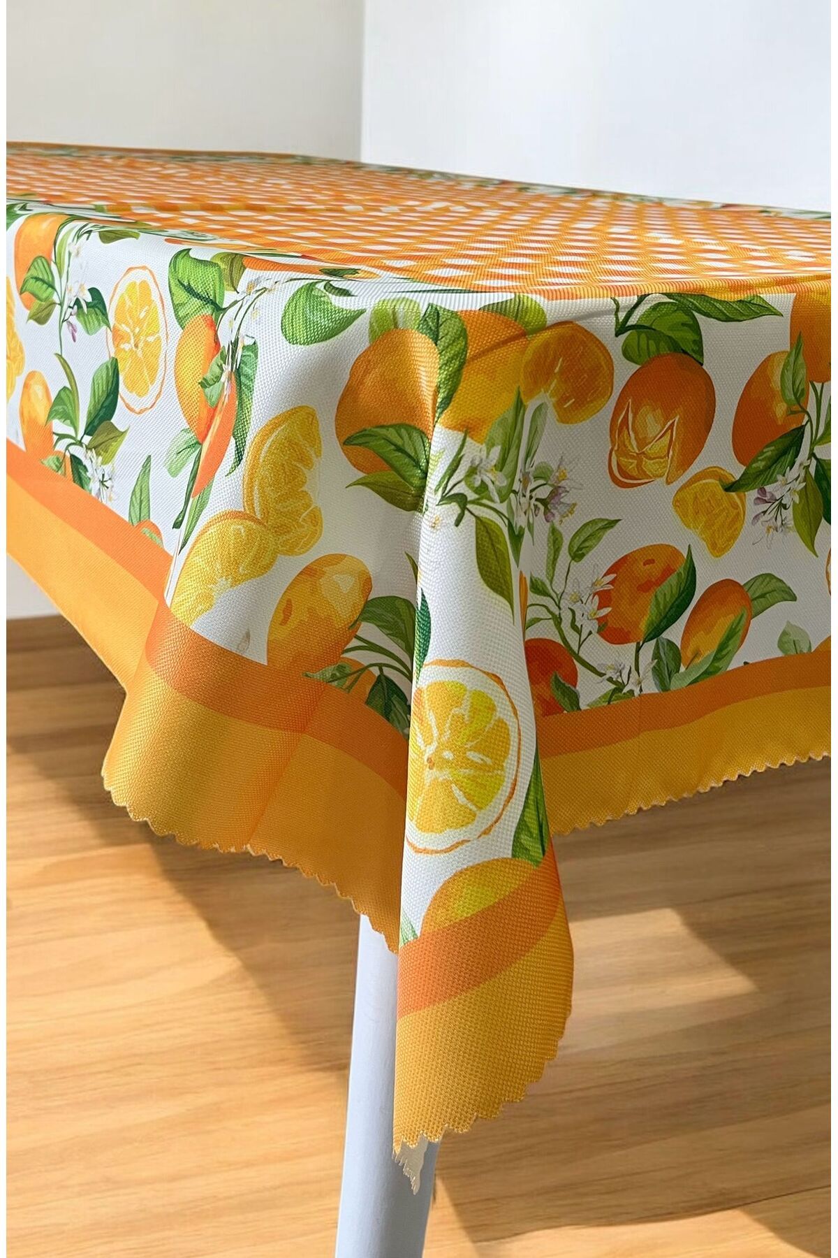 GMhome Turuncu Ekose Masa Örtüsü 110 x 150 cm Portakal Desenli Dertsiz Kumaş