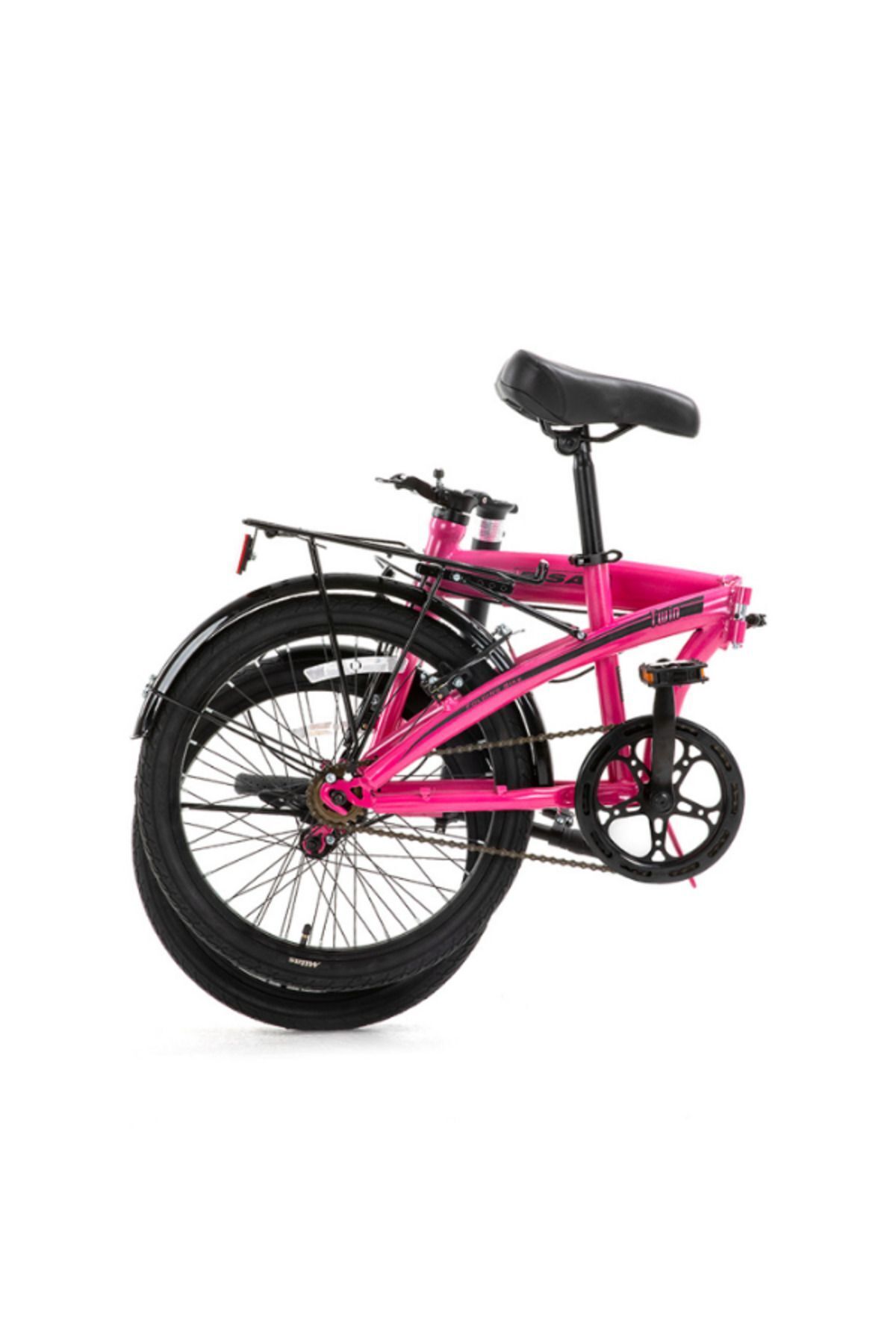 SerenityHaven BİSAN TWIN KATLANIR BİSİKLET 32 CM V FREN 20 JANT 1 VİTES METALİK PEMBE PEMBE - SİYAH