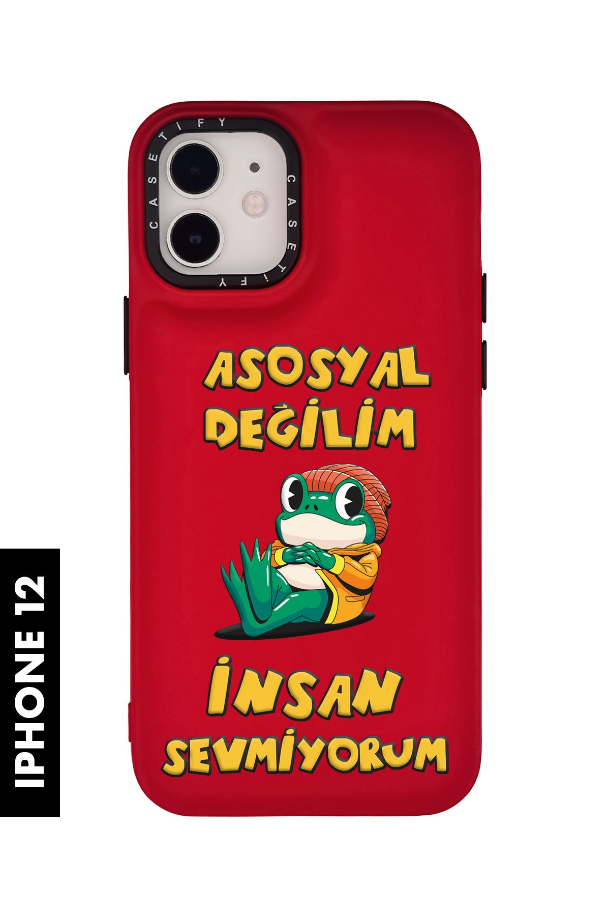 mooodcase iPhone 12 / 12 Pro Uyumlu Asosyal Desenli Silikonlu Pillow Kılıf