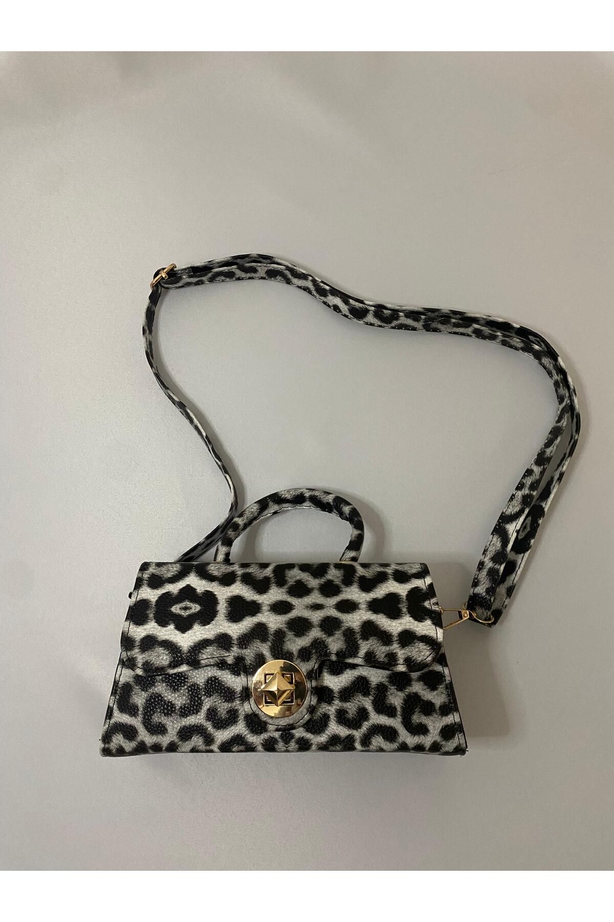 Liel Bags SİYAH LEOPAR DESENLİ MİNİ EL VE OMUZ ÇANTASI