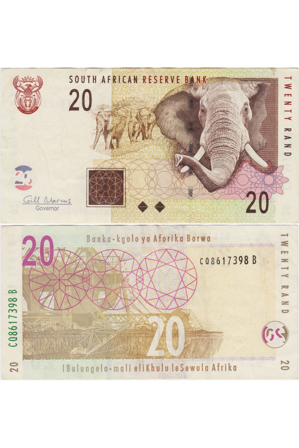 Banknoting GÜNEY AFRİKA CUMHURİYETİ 20 RAND 2009 ÇOK ÇOK TEMİ+ KONDİSYON.
