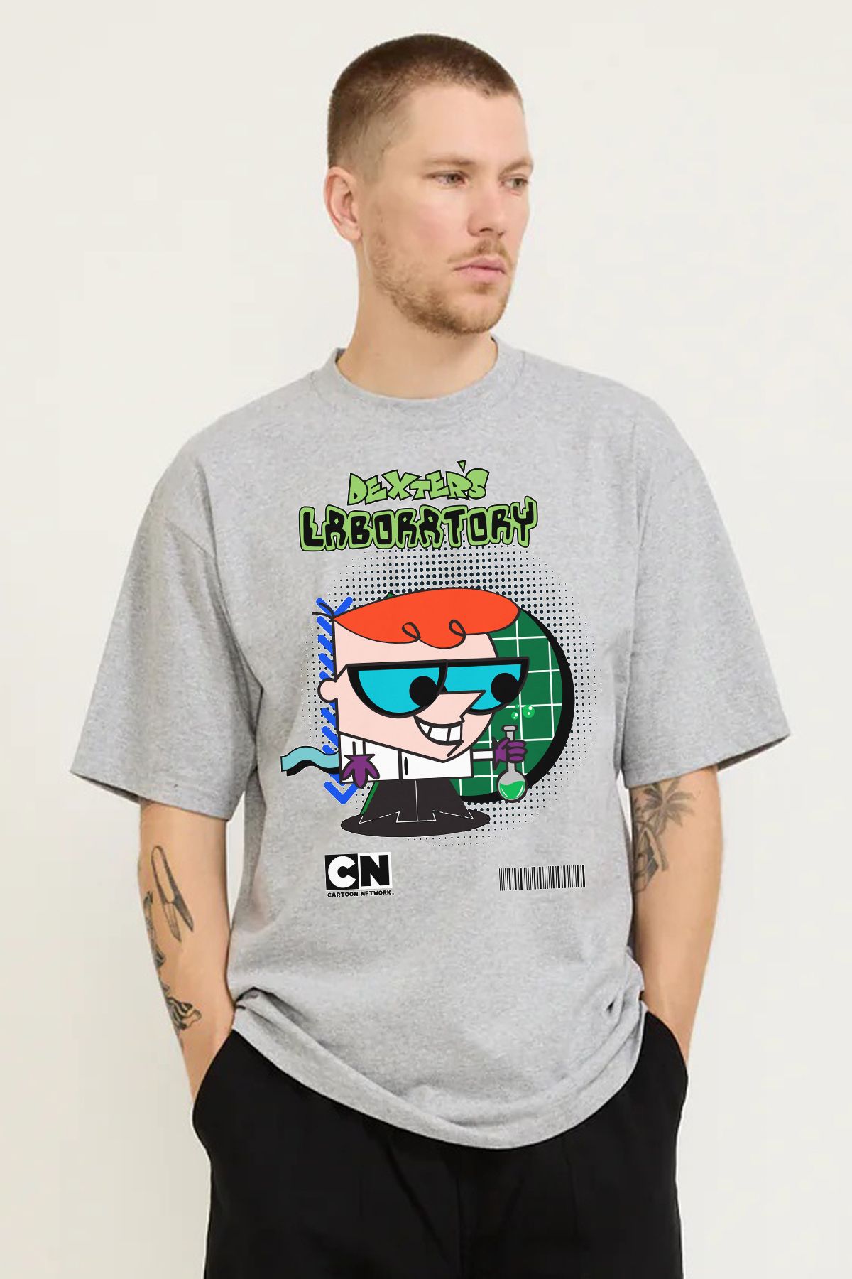 MODA Dexter'ın Labratuvarı Dexters Labratory Baskılı Oversize Kalıp Grimelanj Erkek Tişört