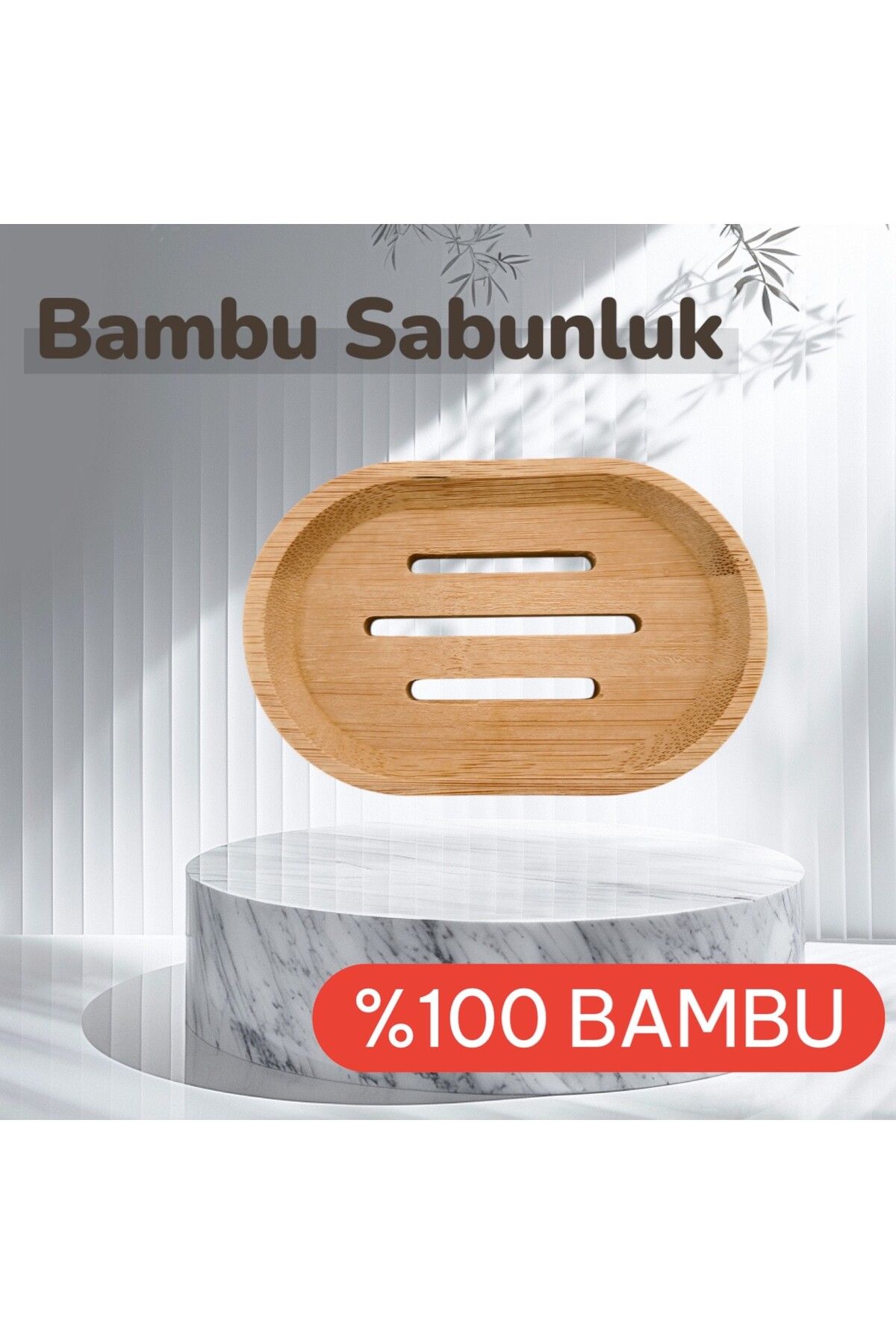 BERYA HOME Bambu Katı Sabunluk %100 Bambu Banyo Mutfak Oval Lavabo Sabunluğu
