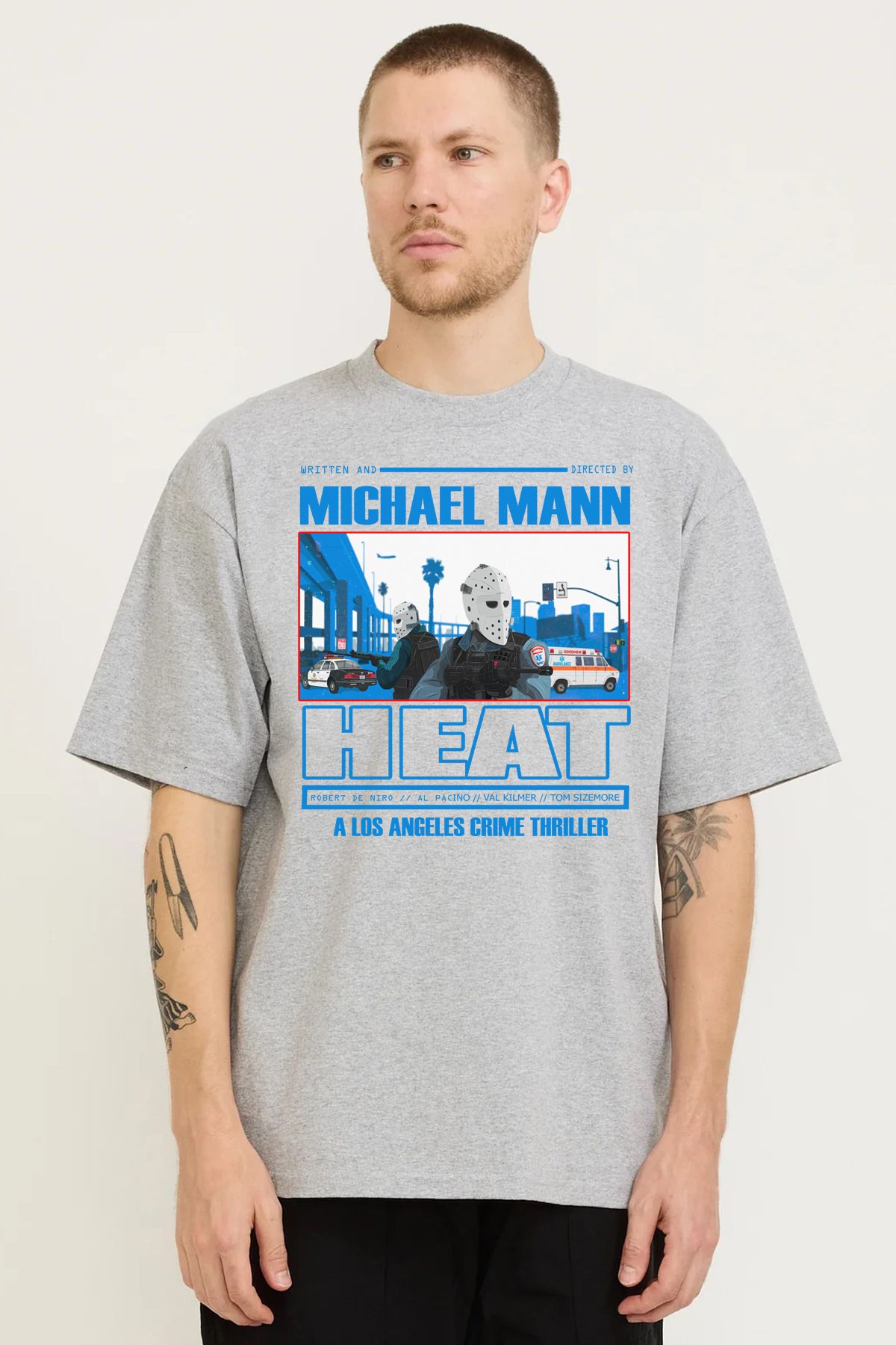 MODA Heat Büyük Hesaplaşma Al Pacino Robert De Niro Oversize Kalıp Grimelanj Bol Geniş Kesim Erkek Tişört