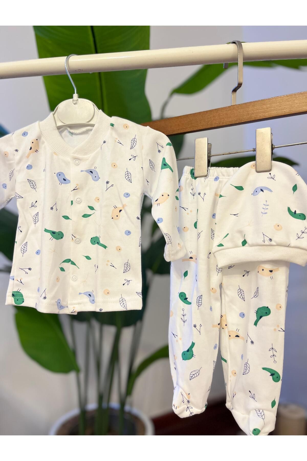 yaman kids Kuş Detaylı Şapkalı Bebek Tulum