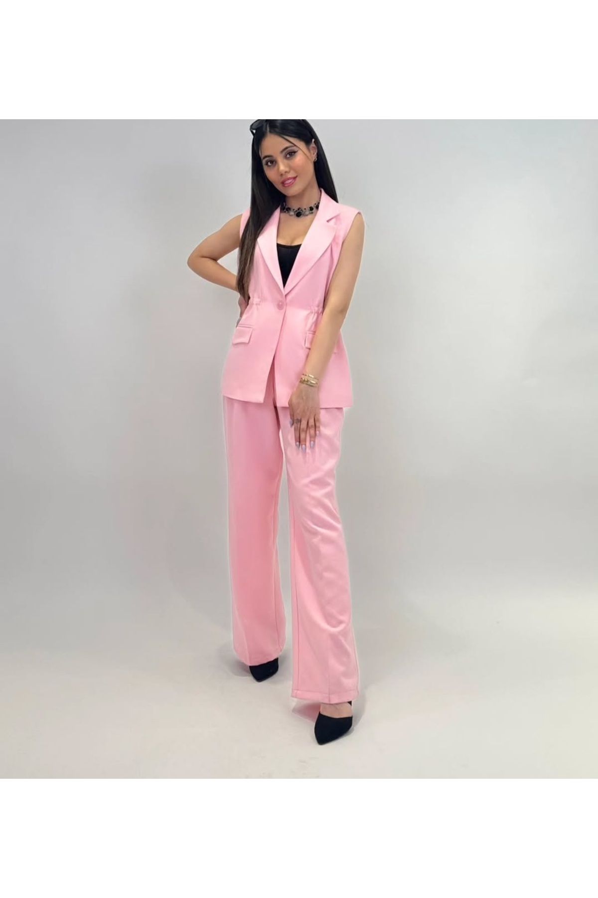 DERELİ Kadın Blazer Yelek - Pembe