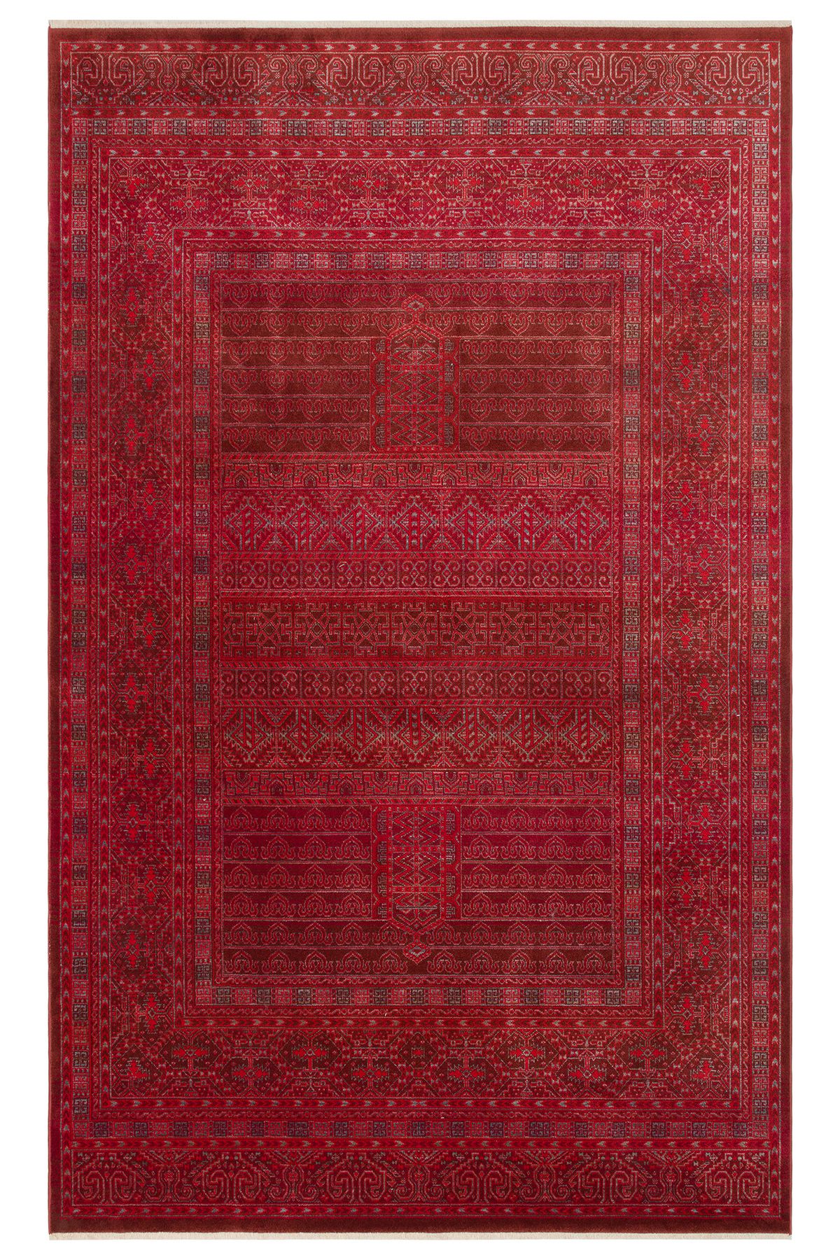 Neşem Halı Boutique Pietra PTA 17 Red Sıcak Renk Tonlarını Etnik Desenler ile Buluşturan Yumuşak Tuşeli Makine Halısı