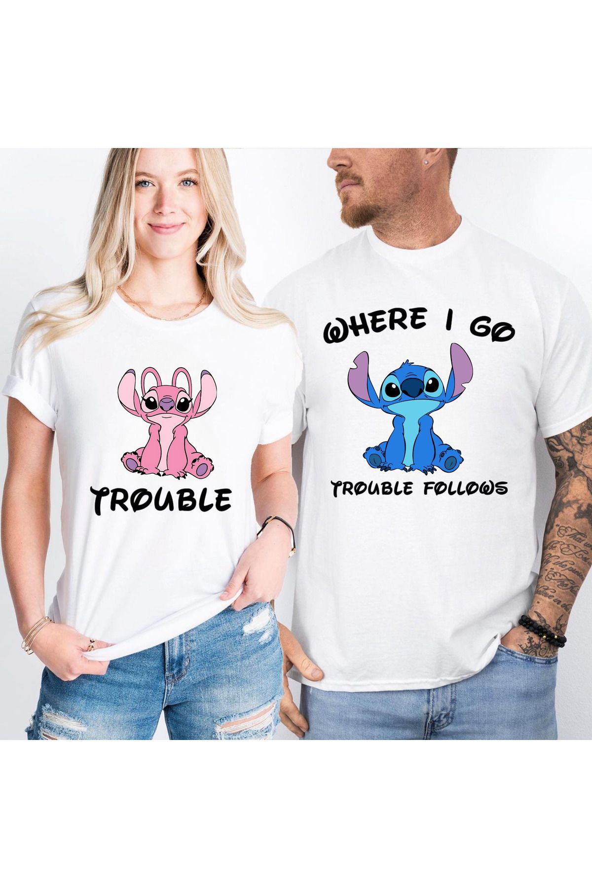 Etoile Studio Stitch and Angle Trouble Tişörtü | Oversize Tişört | Disney Çift Kombin Tişörtü
