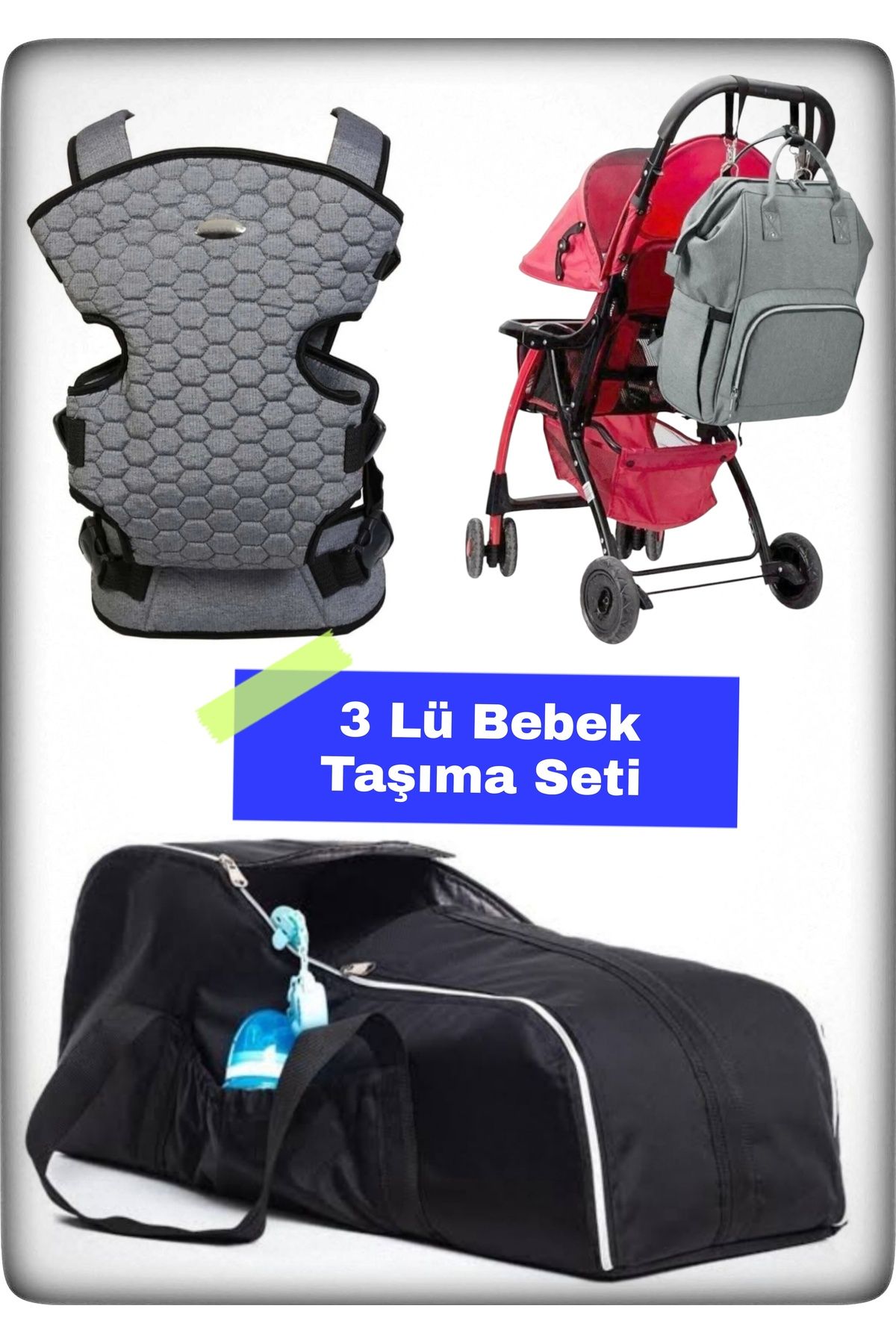 Avşar Baby 3 Lü Bebek Taşıma Seti En İyi Anne Bebek Çantası Portbebe ve Kanguru Modelleri