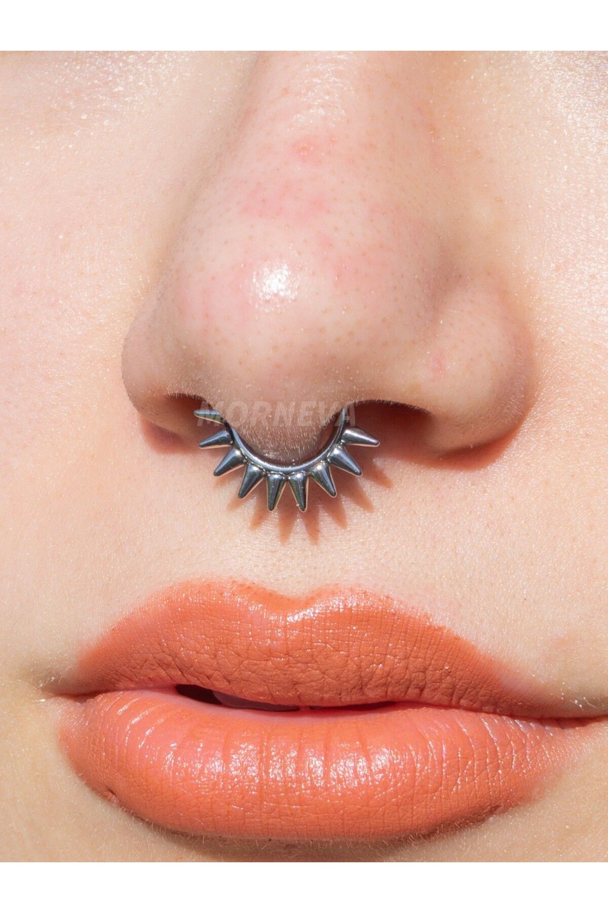 MORNEVA Cerrahi Çelik Çoklu Sivri Uç Spayk Kilitli Halka Daith Septum Burun Piercingi