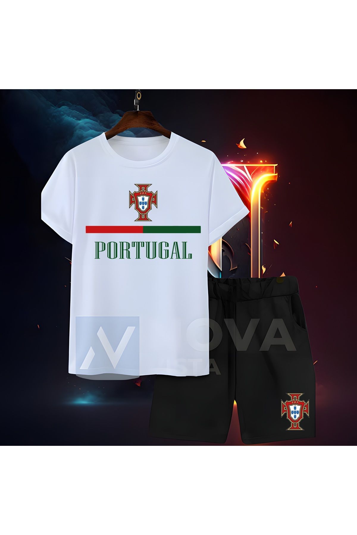 Biy Store Portekiz milli takım forma baskılı unisex kısa kollu kadın erkek tişört t-shirt şort takımı