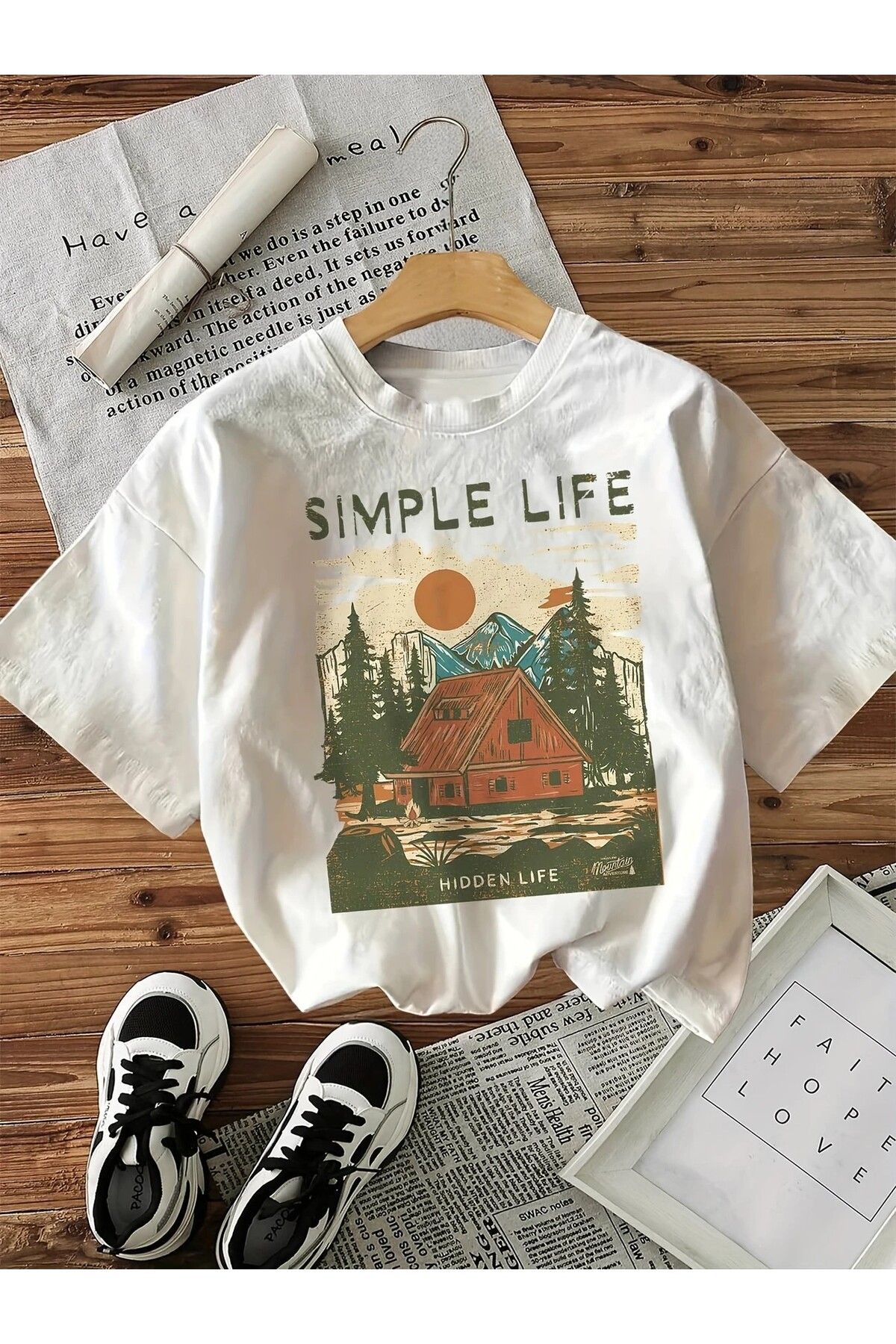 LEIVOR Simple Life Baskılı Kadın Pamuk T-shirt
