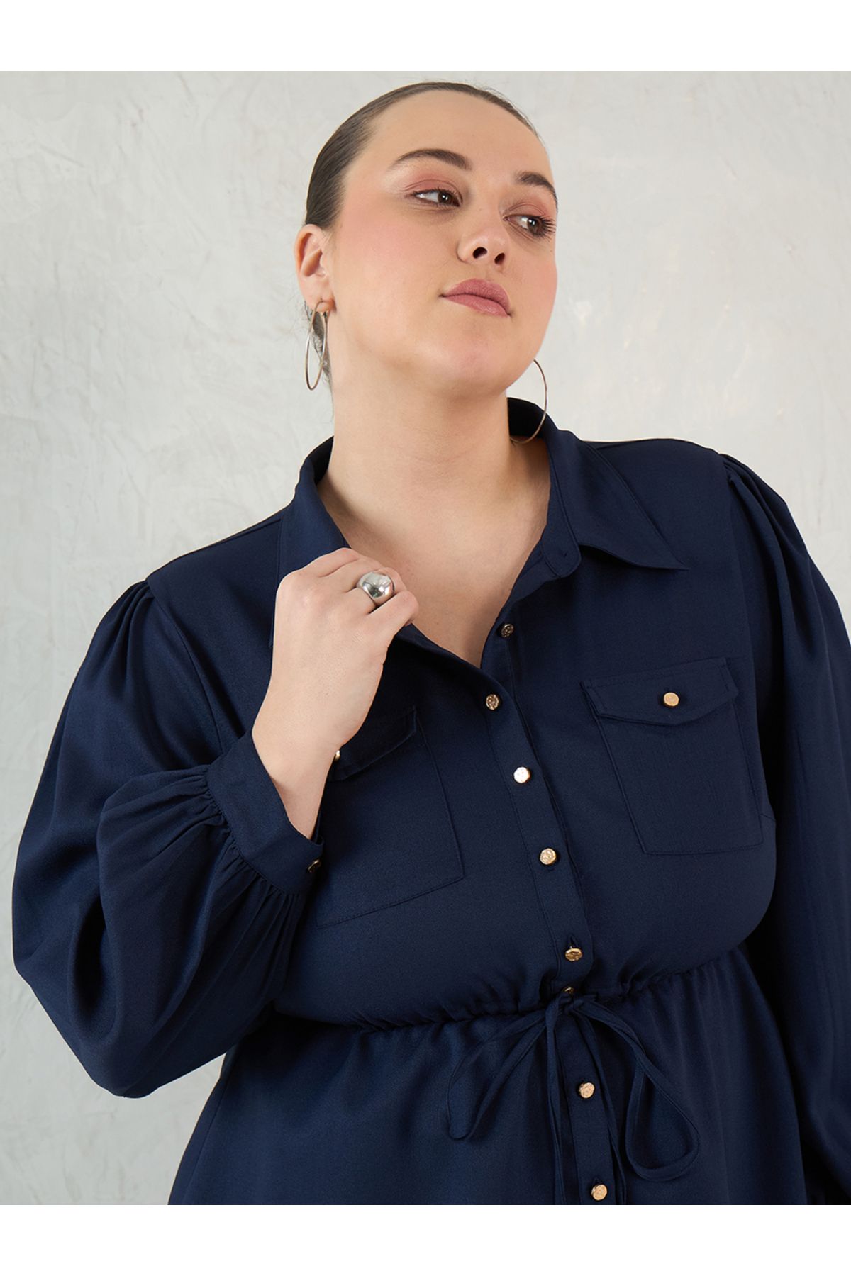 Femmella By Styli-Plus Size Button Down Top and Trousers Set 3