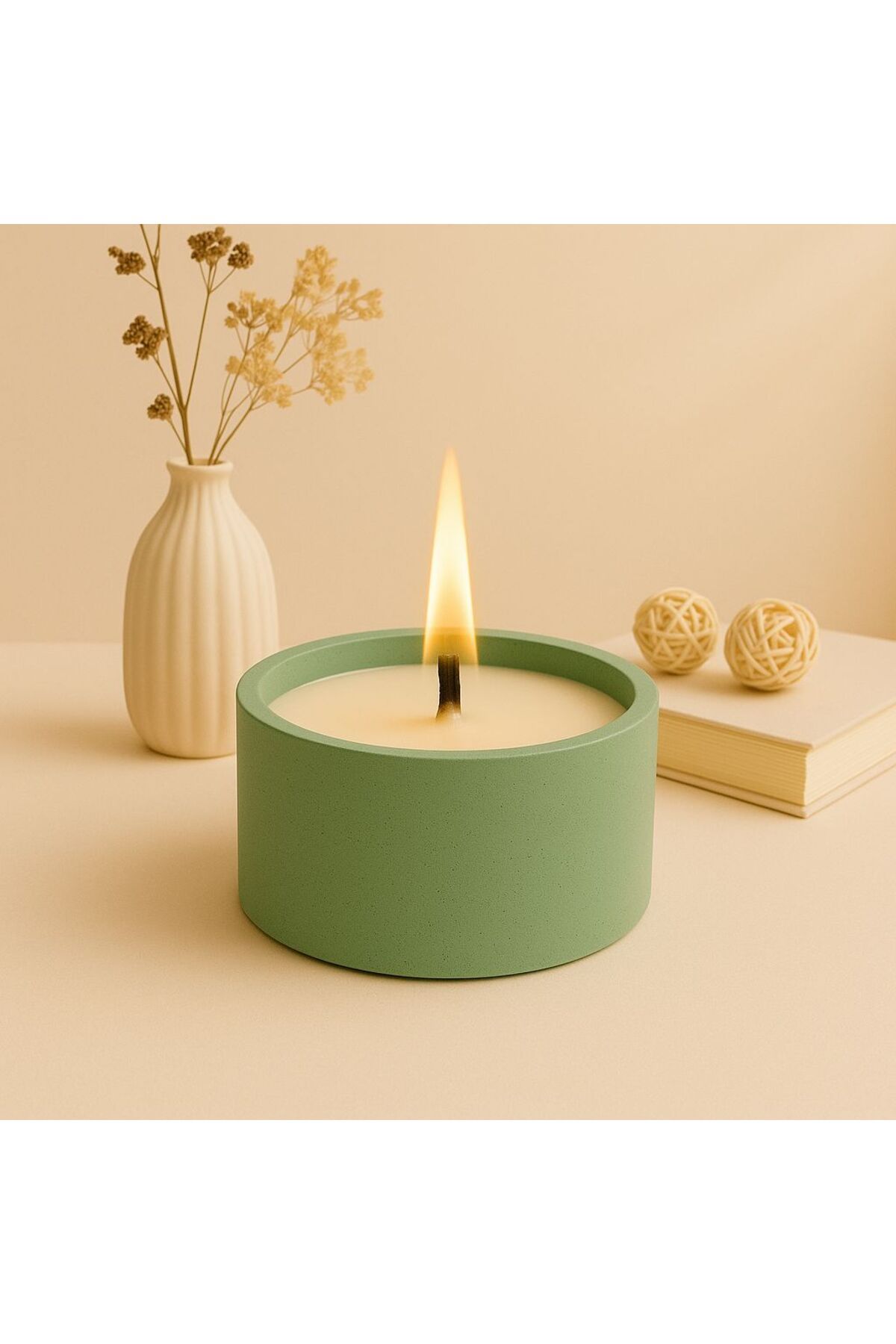 Home 🕯️ Color Flame – Yeşil Beton Mum