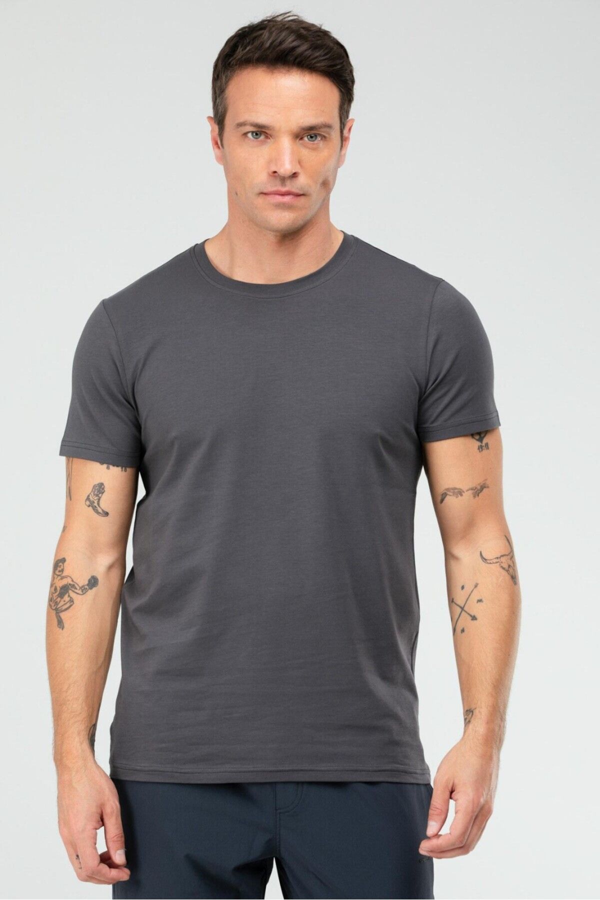 ÖMÜR Erkek %100 Organik Pamuklu Kalın Dokulu Regular Fit Bisiklet Yakalı T-shirt