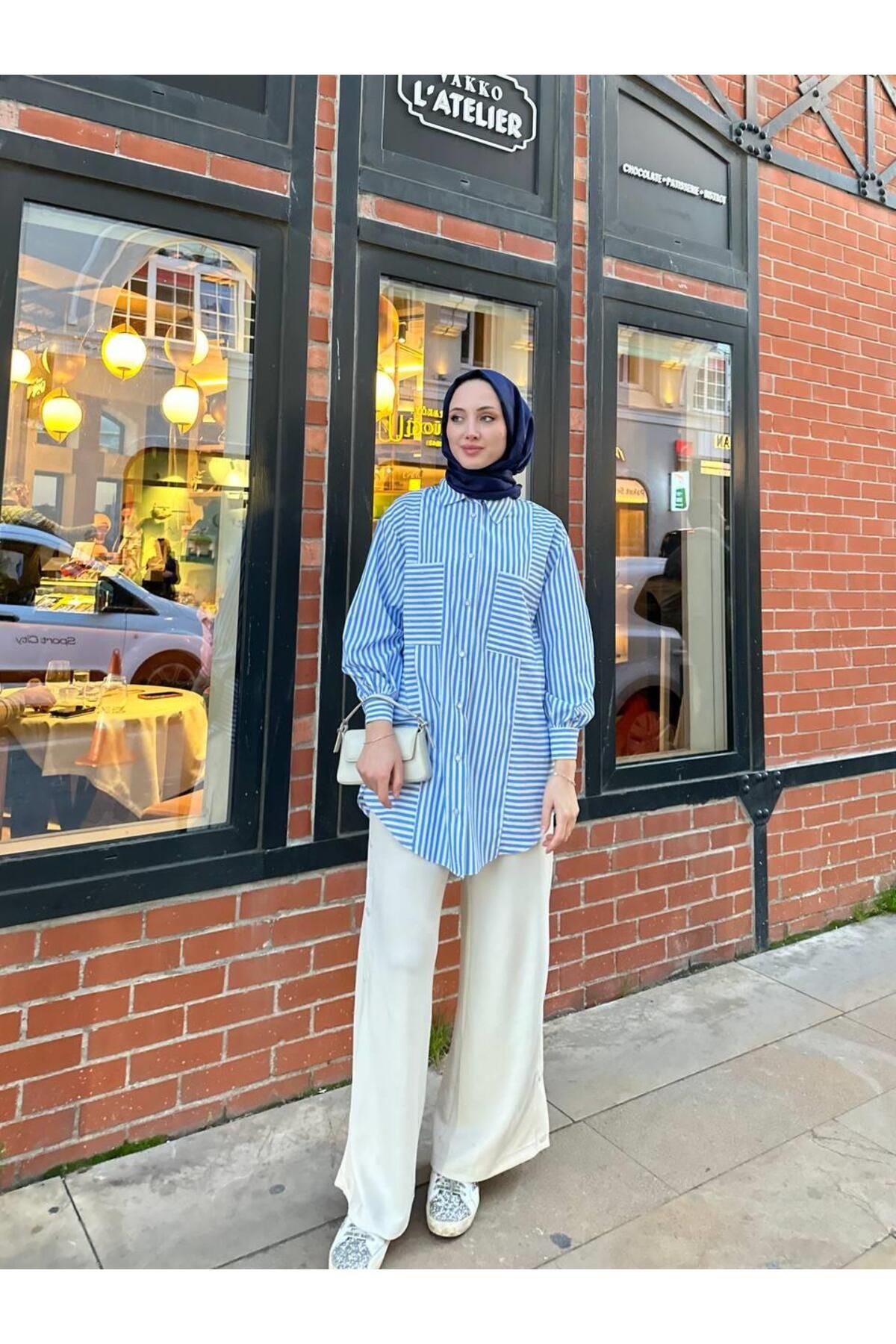 Cardella Kadın Oversize Pırıltılı Taş Detaylı Tunik Gömlek