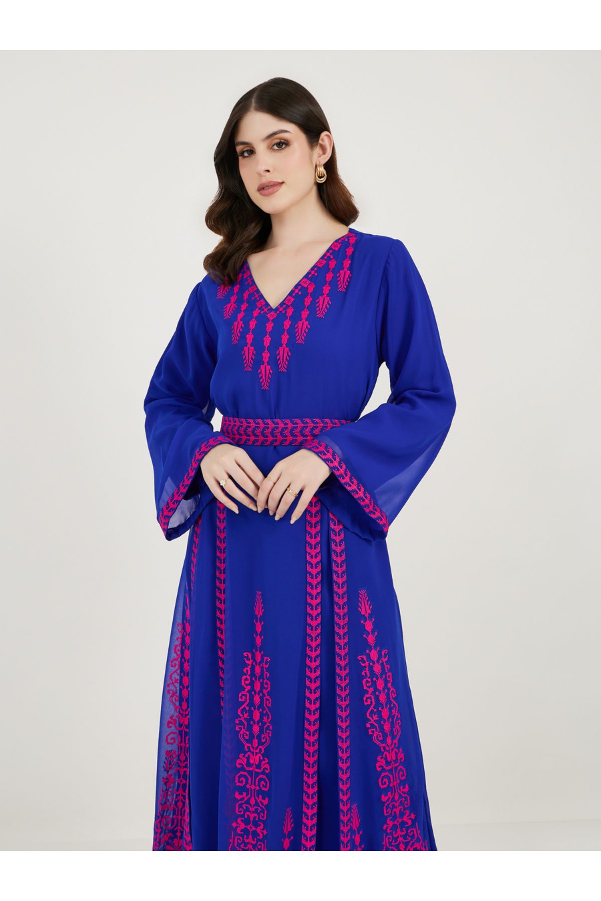 Maxim Creation By Styli-Georgette Kaftan with Cross-Stitch Threadwork 5