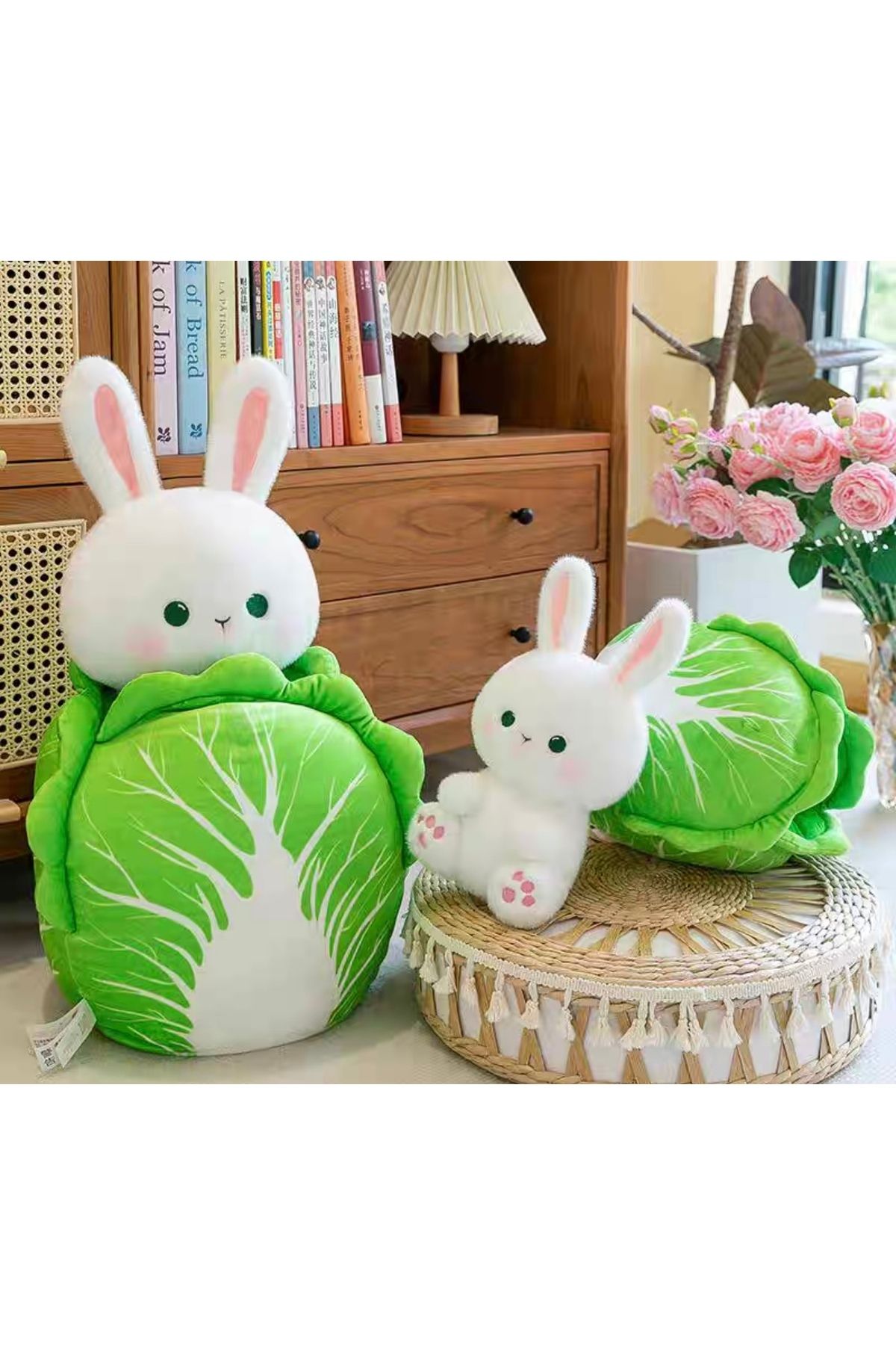 happystoretr pamuk beyaz tavşan peluş oyuncak lahana tavşan dolması hayvan oyuncaklar