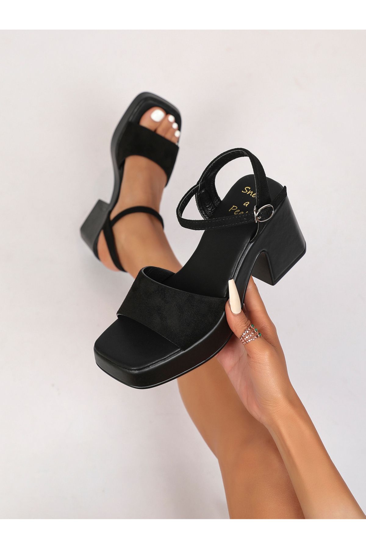 Sneak-a-Peek By Styli-Ankle Strap Block Heel Sandals with Buckle Closure 6