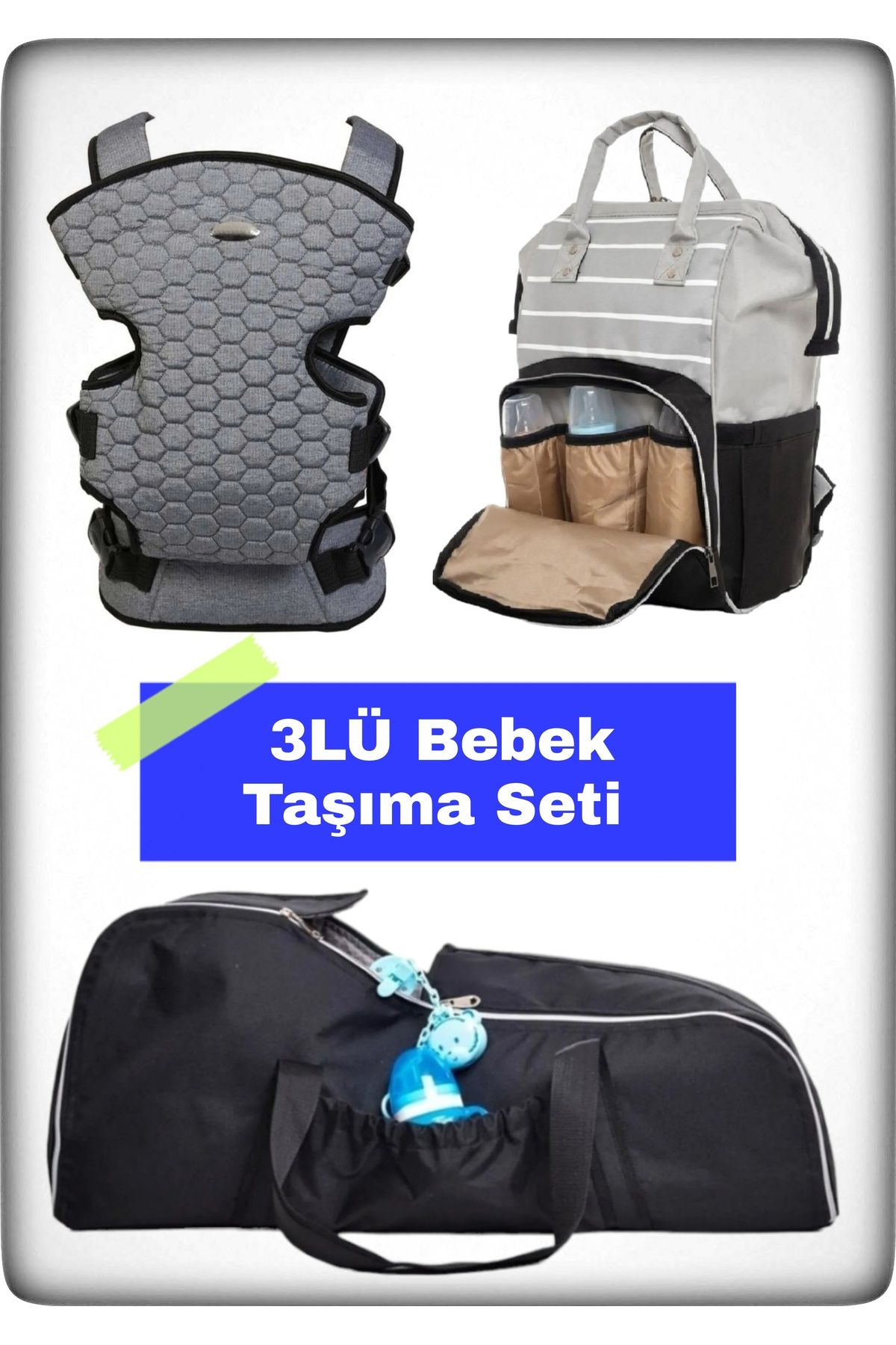 Avşar Baby 3 Lü Bebek Taşıma Seti En İyi Anne Bebek Çantası Portbebe ve Kanguru Modelleri