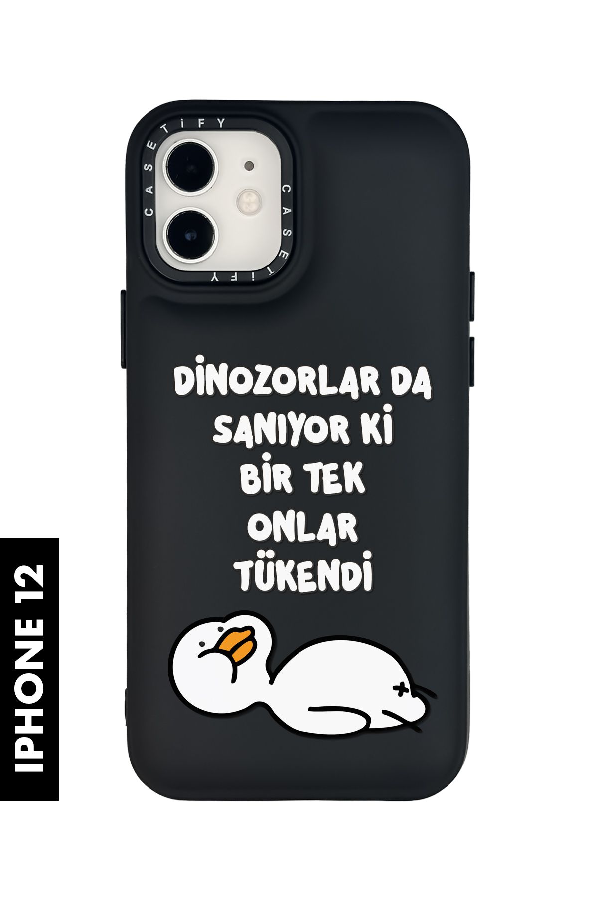 mooodcase iPhone 12 / 12 Pro Uyumlu Yıkık Ördek Desenli Silikonlu Pillow Kılıf