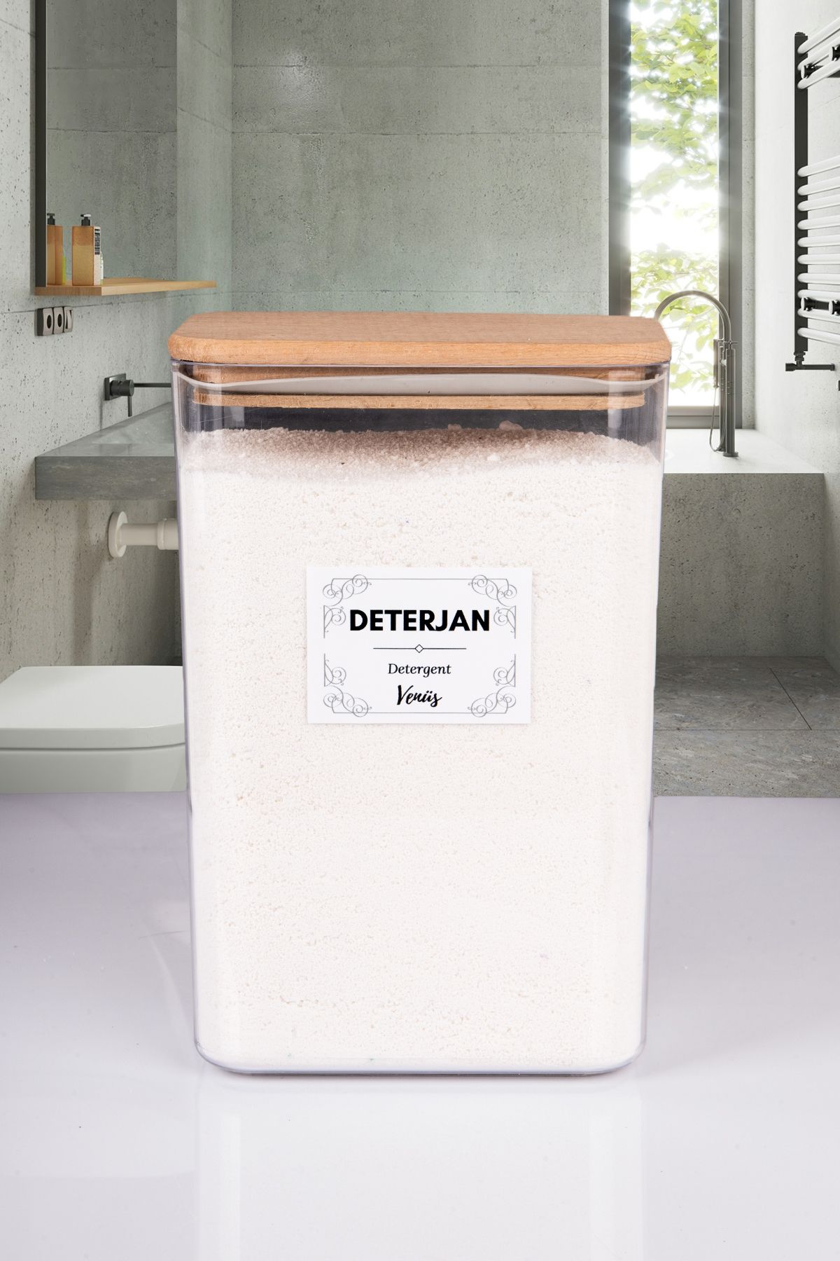 naturelove Doğal Ahşap Vakumlu Kapak Toz Deterjan Kutusu 3 litre