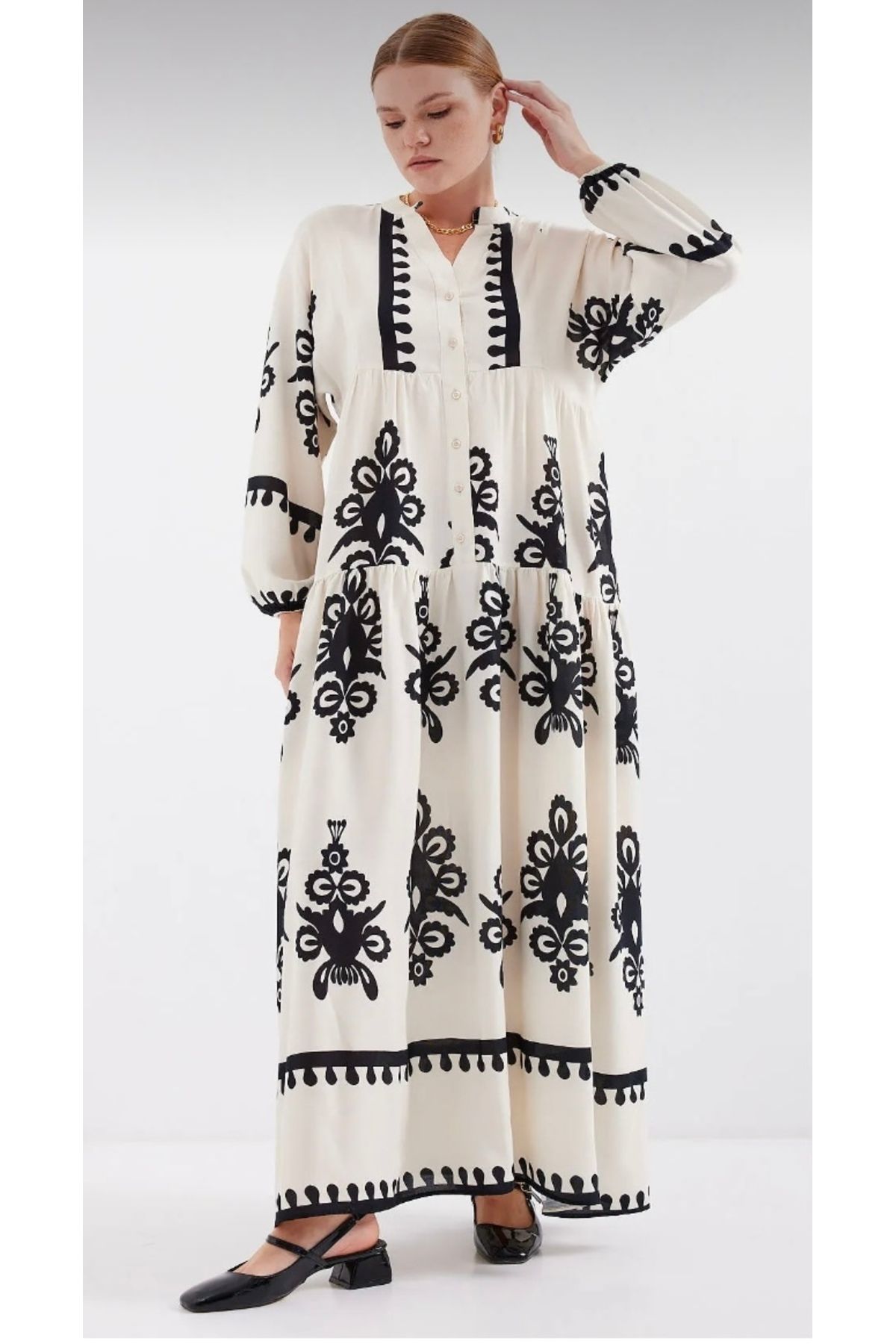 MODA Tesettür etnik desen elbise