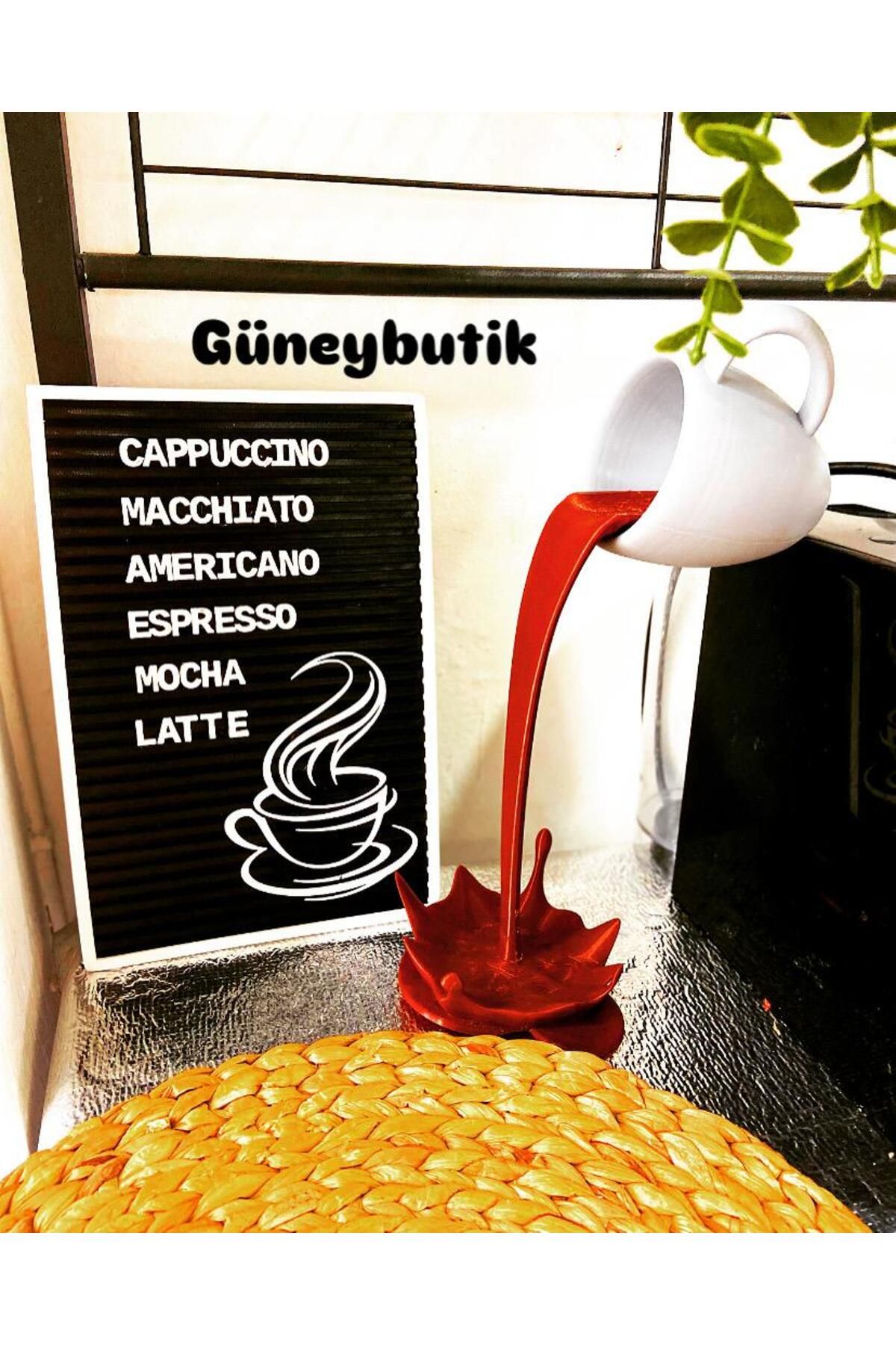 güneybutik Kahve Köşesi Espresso Mocha Latte Kahve Listesi ve Dökülen Kahve Dekoru Seti