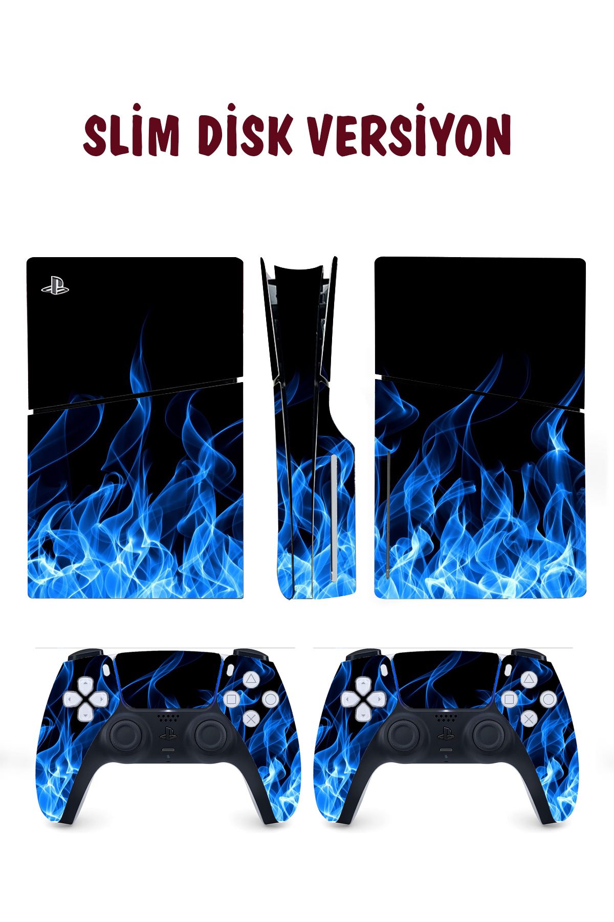 KT Decor Mavi Alevler Playstation 5 Full Sticker Kaplama Seti