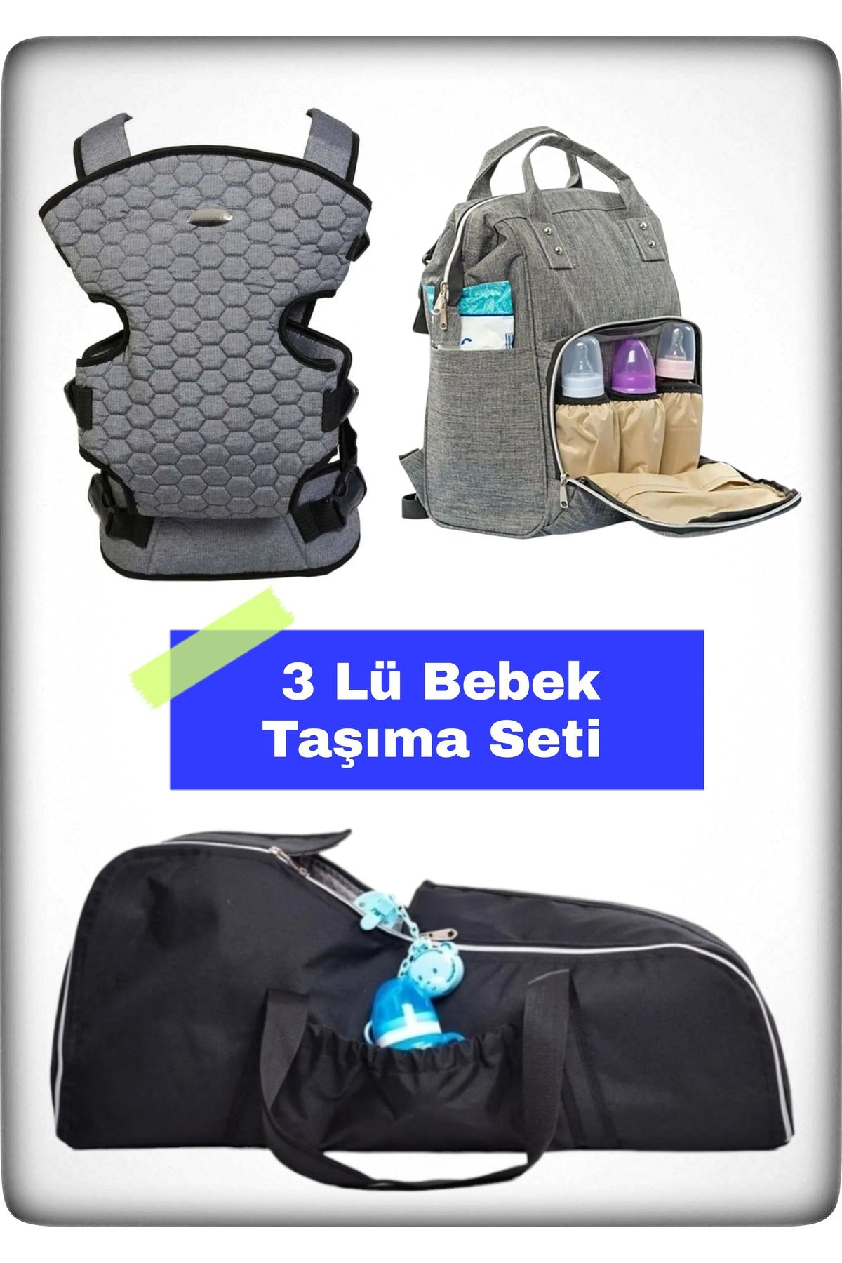 Avşar Baby 3 Lü Bebek Taşıma Seti En İyi Anne Bebek Çantası Portbebe ve Kanguru Modelleri