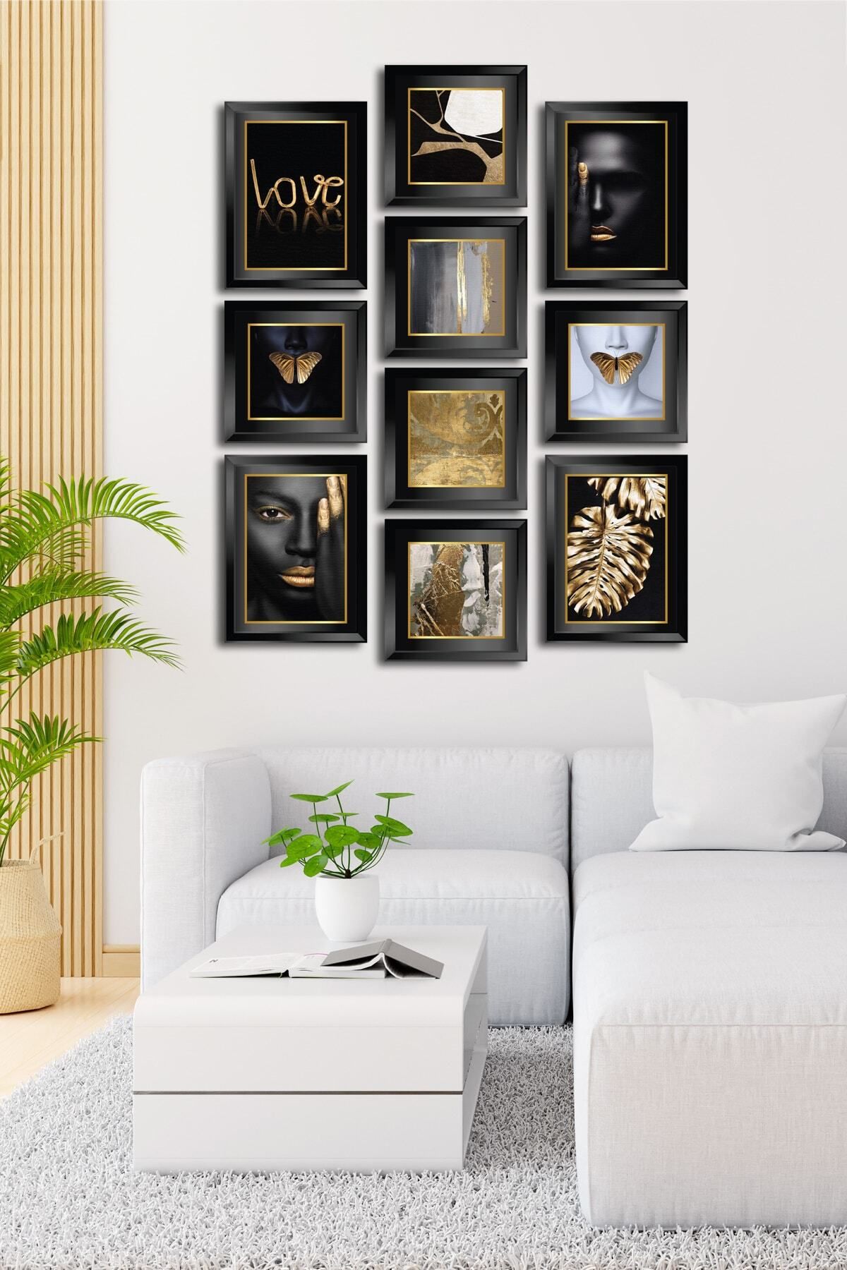 Pi Dekorasyon 10 Parçalı Çerçeve Görünümlü Mdf Tablo Seti Flm188