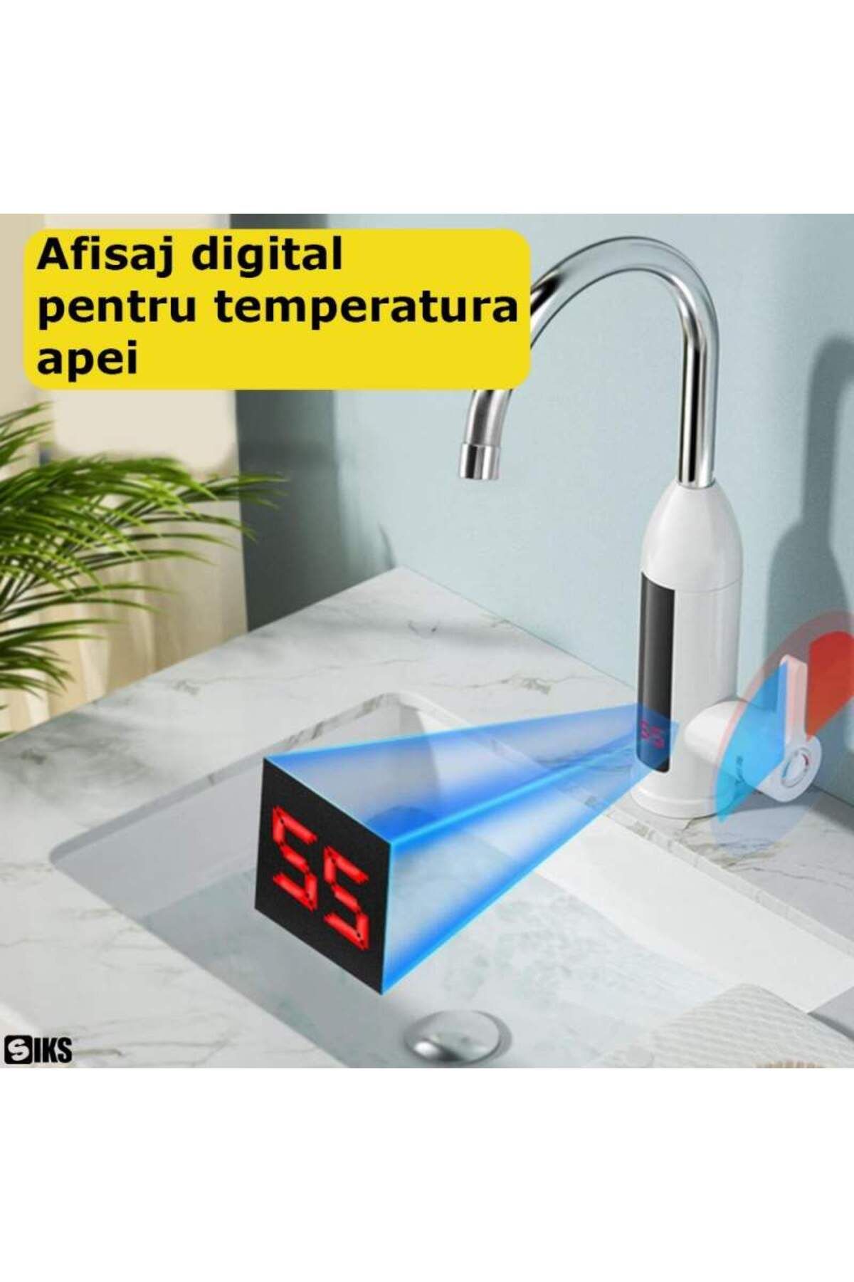 SIKS-Instant Electric Faucet With Instant Water Heating, Lcd Temperature Display, Sink Mounted 6