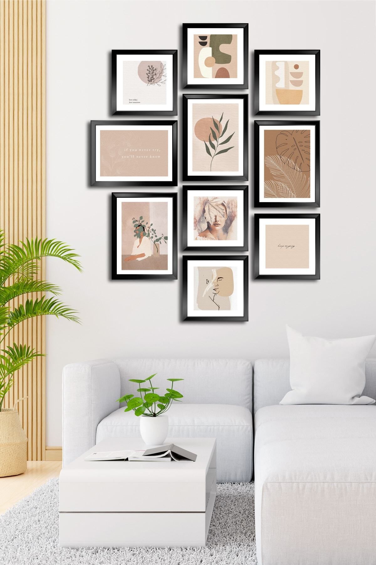 Pi Dekorasyon 10 Parçalı Çerçeve Görünümlü Mdf Tablo Seti Flm084