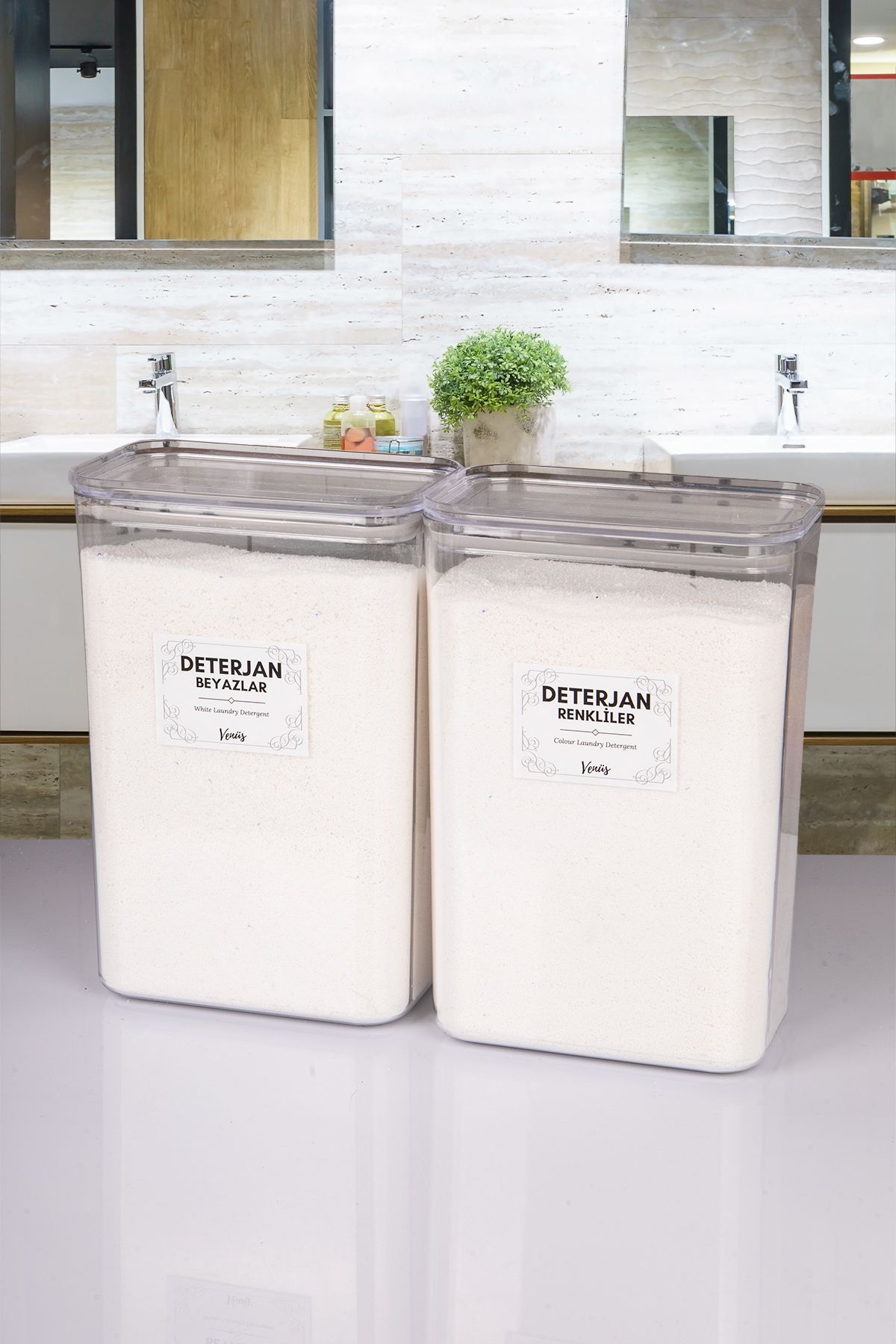 naturelove 2'Li Vakumlu Kapak Toz Deterjan Kutusu Renkliler Beyazlar Etiketli 3 litre
