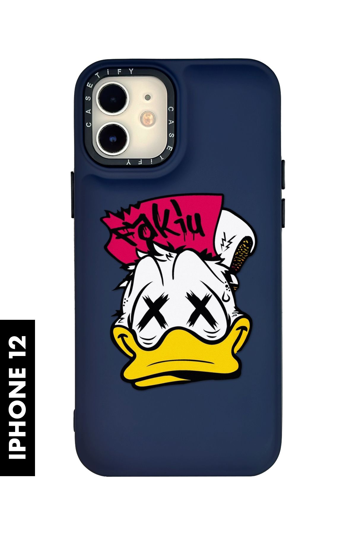 mooodcase iPhone 12 / 12 Pro Uyumlu Punc Duck Desenli Silikonlu Pillow Kılıf