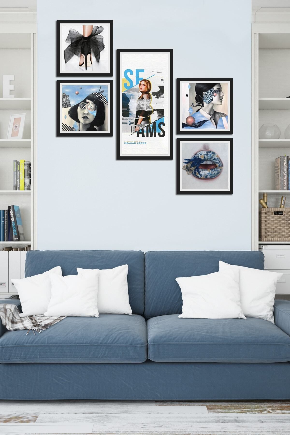 Pi Dekorasyon Collage Style 5 Parçalı Mdf Tablo Atf229