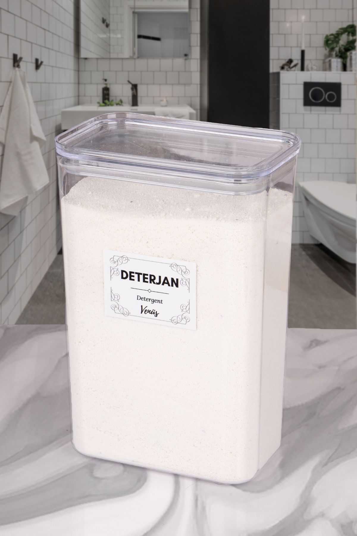 naturelove Tekli Vakumlu Kapak Toz Deterjan Kutusu Etiketli 3 litre