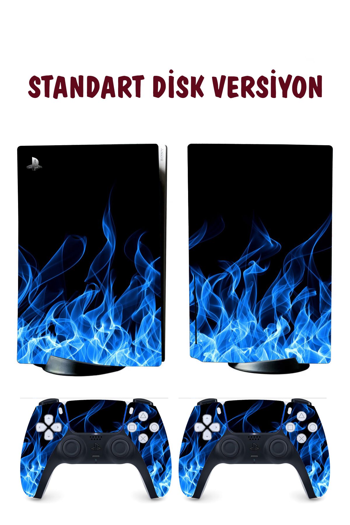 KT Decor Mavi Alevler Playstation 5 Full Sticker Kaplama Seti