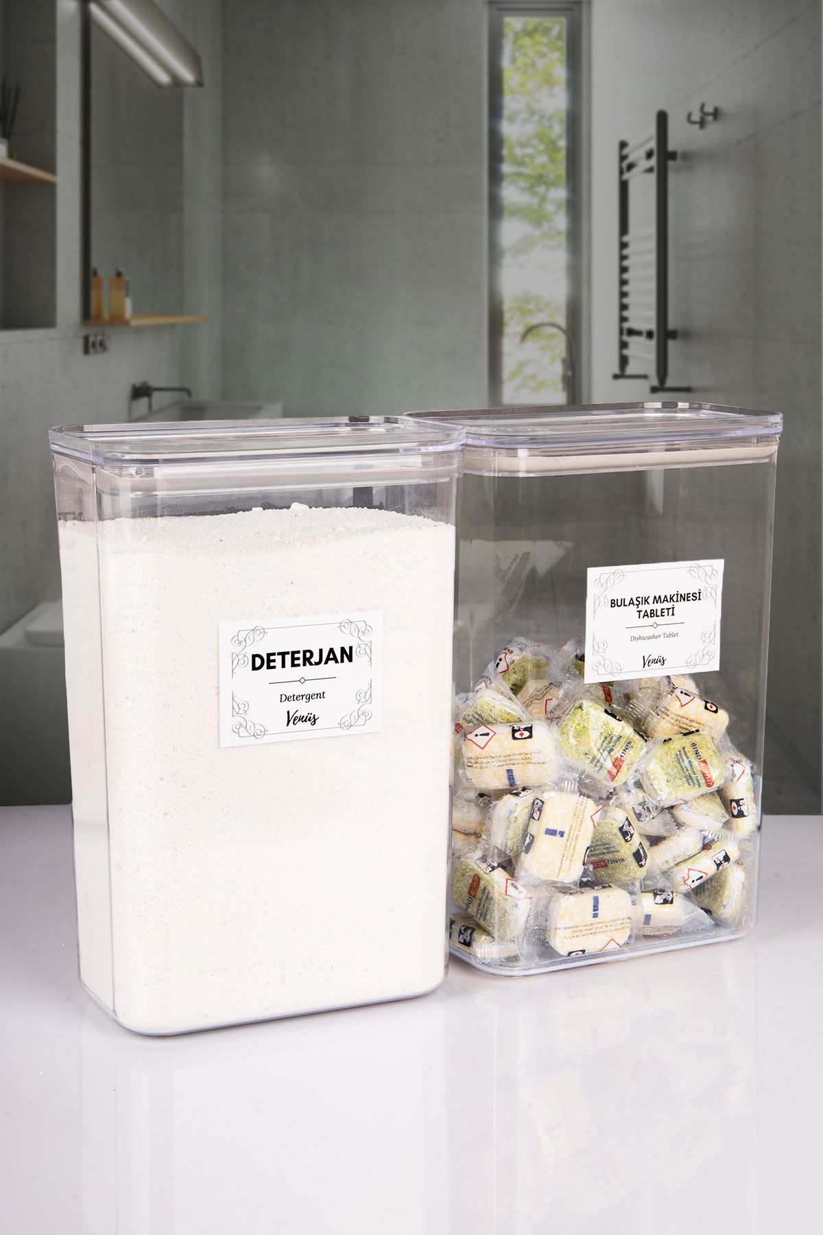 naturelove 2'Li Vakumlu Kapak Tablet ve Toz Deterjan Kutusu Etiketli 3 litre